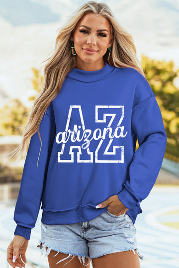 Dark Blue AZ/ ARIZONA Reversible Printed Mock Neck Sweatshirt