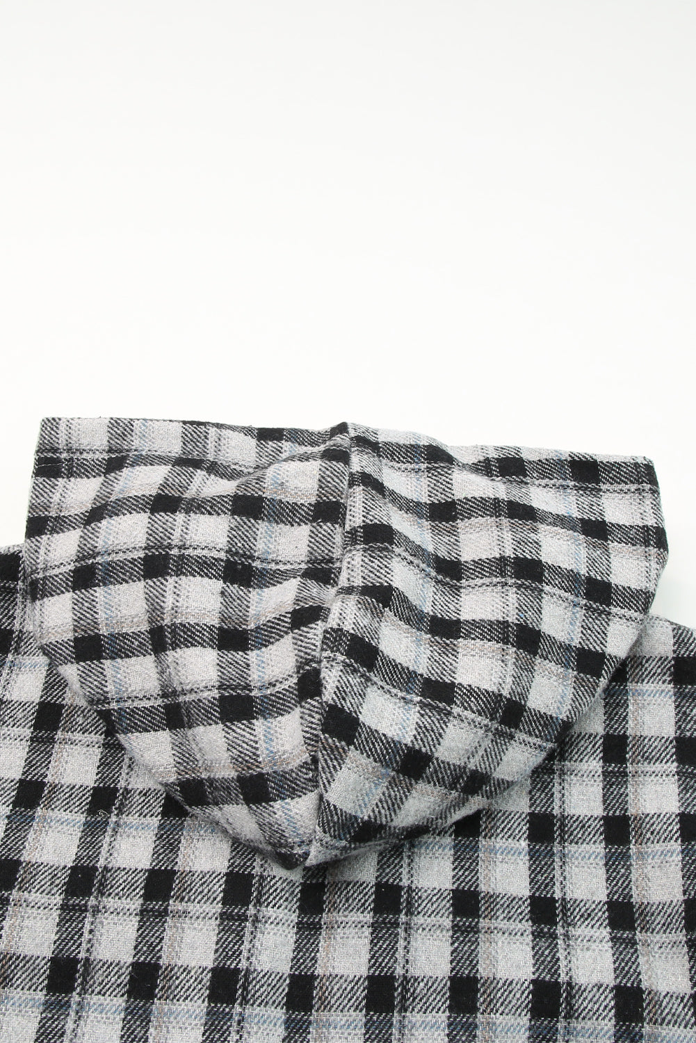 Black Plaid Pattern Sherpa Lined Hooded Shacket