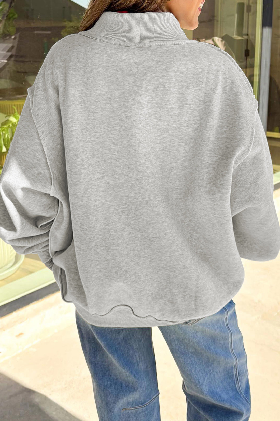 Light Grey Thanksgiving Leopard Print Pumpkin Graphic Mock Neck Sweatshirt