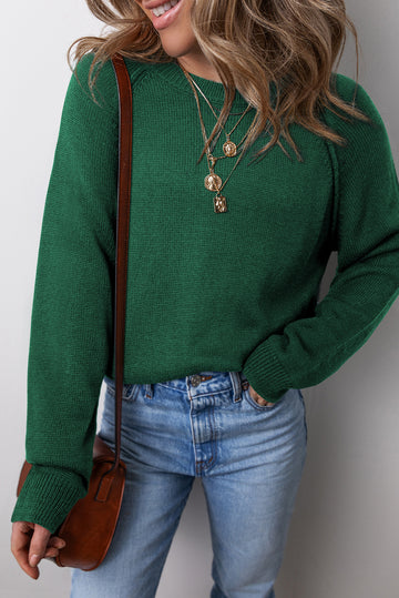 Evergreen Raglan Sleeve Crew Neck Sweater