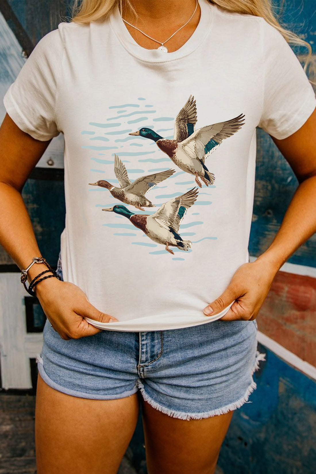 White Western Mallard Lake Graphic Casual Graphic T Shirt