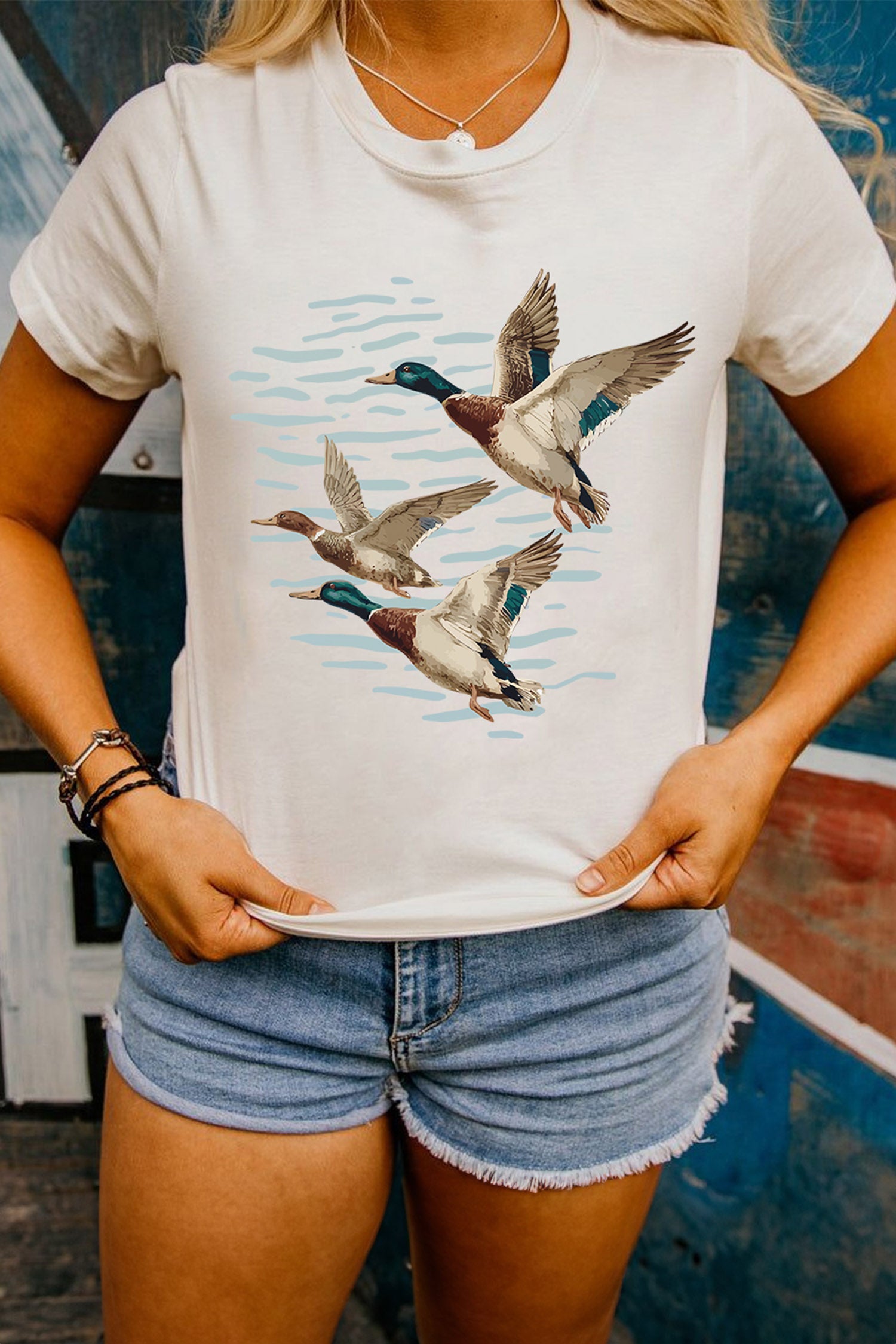 White Western Mallard Lake Graphic Casual Graphic T Shirt