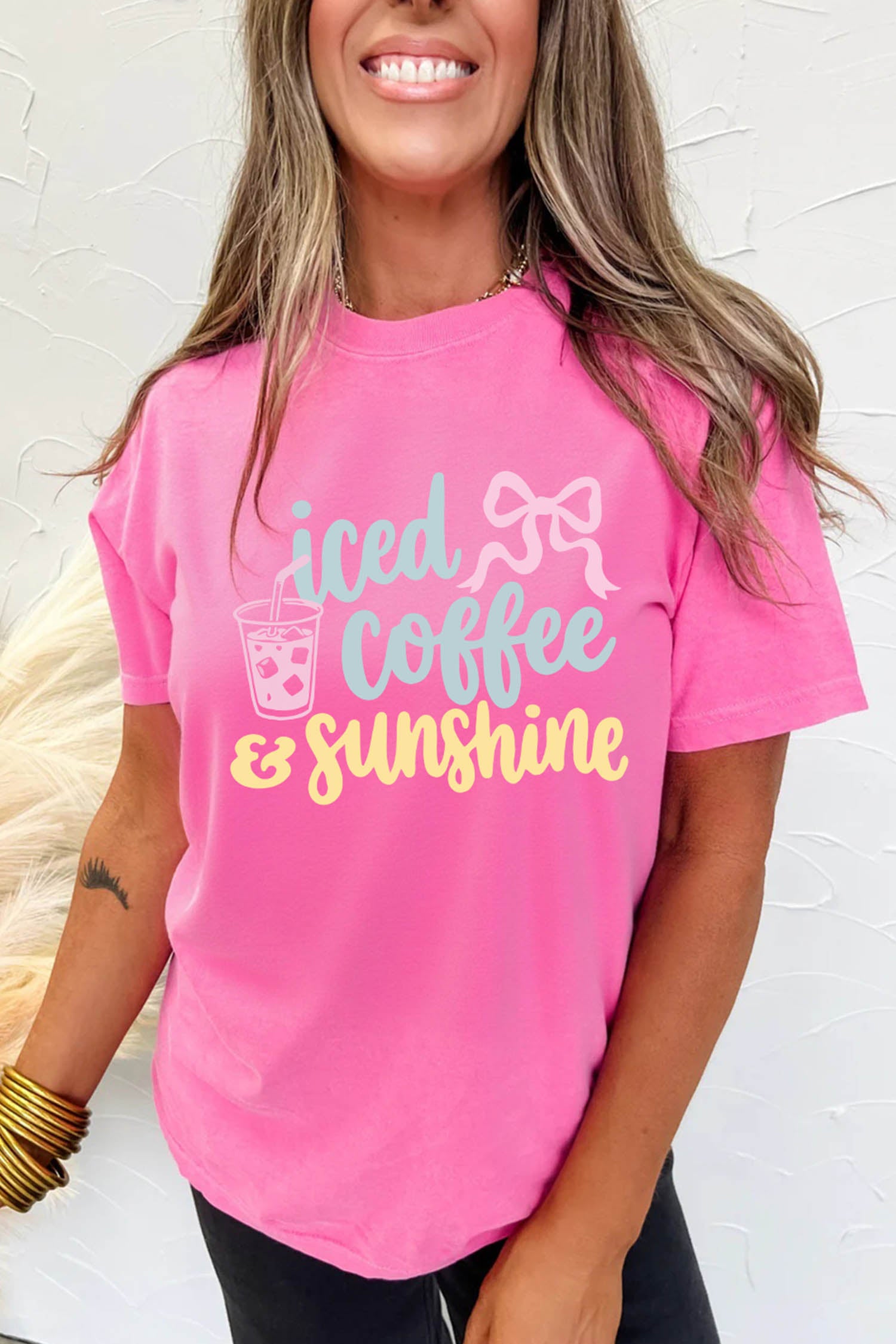 Sachet Pink Iced Coffee & Sunshine Summer Vacation Graphic Tee