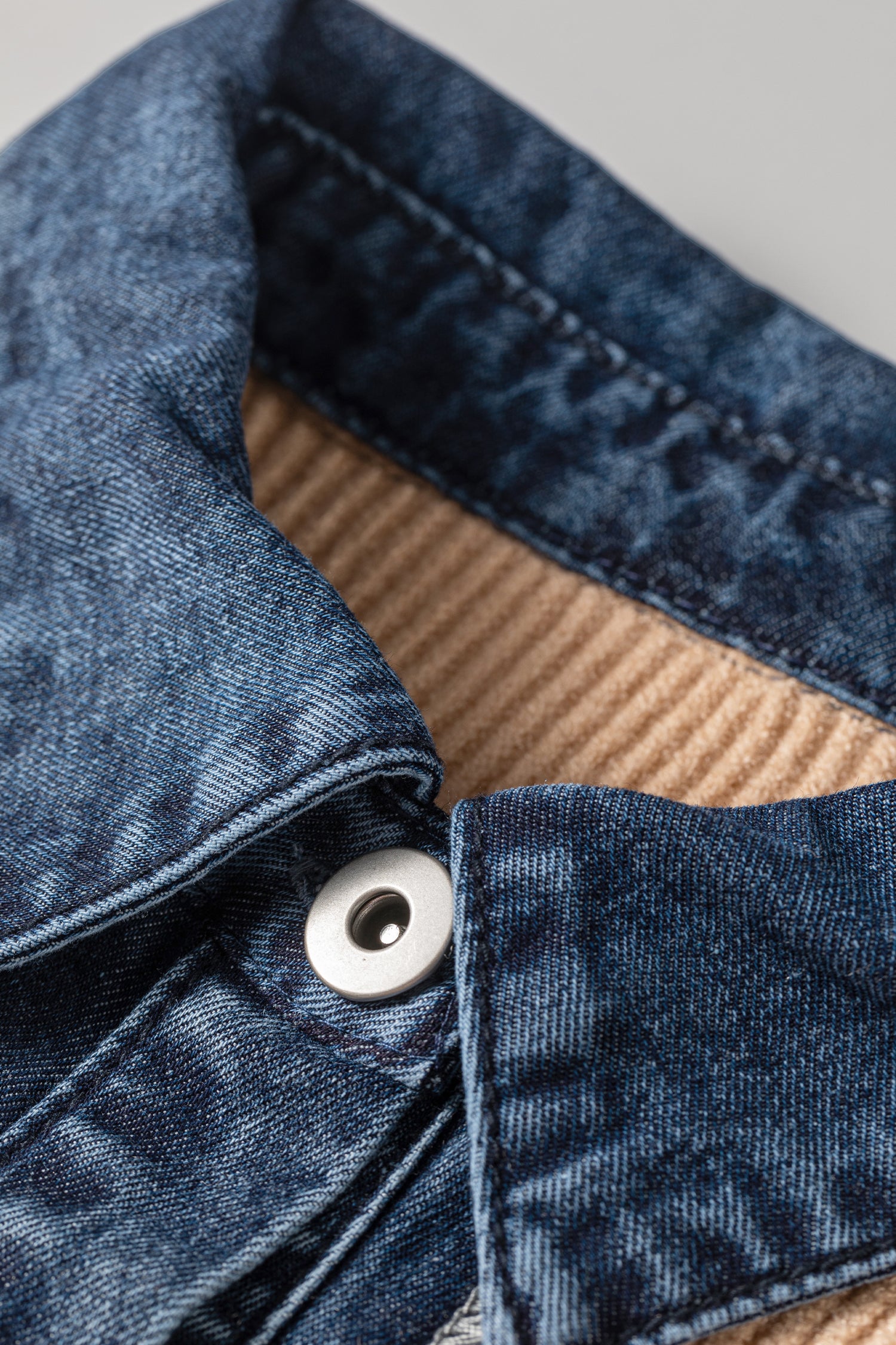 Parchment Drop Shoulder Placket Paneling Shirt Collar Long Sleeve Cardigan