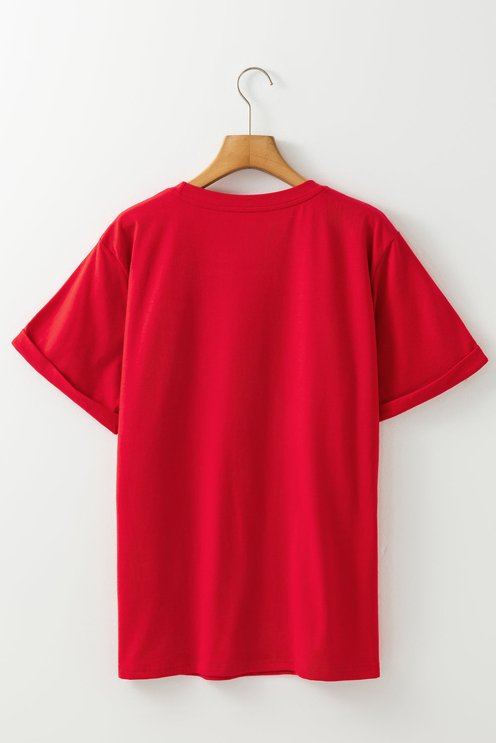 Red Christmas MERRY Graphic Cuffed Sleeve T Shirt