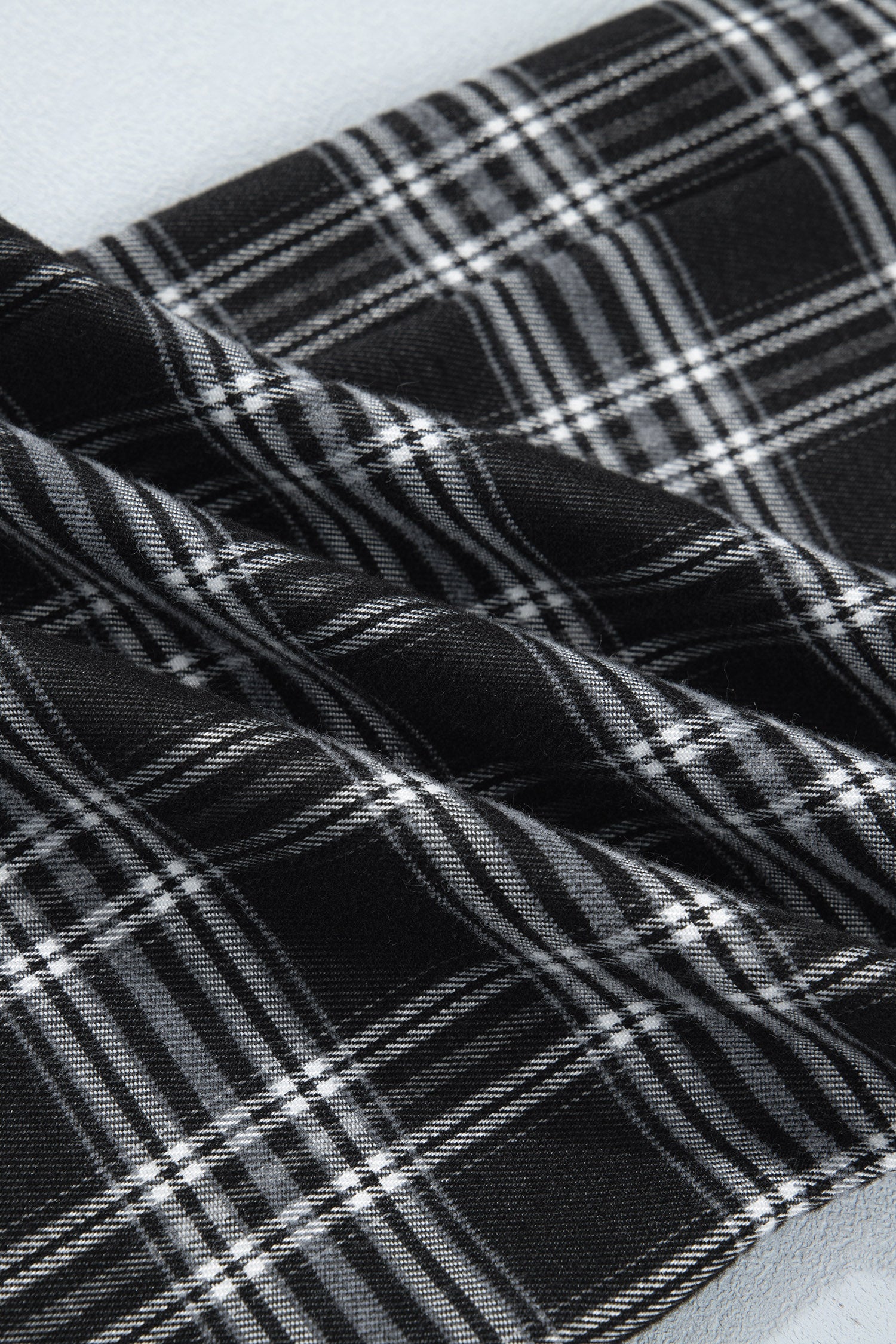Black Frenchy Plaid Pattern Contrast Drawstring Waist Wide Leg Pants