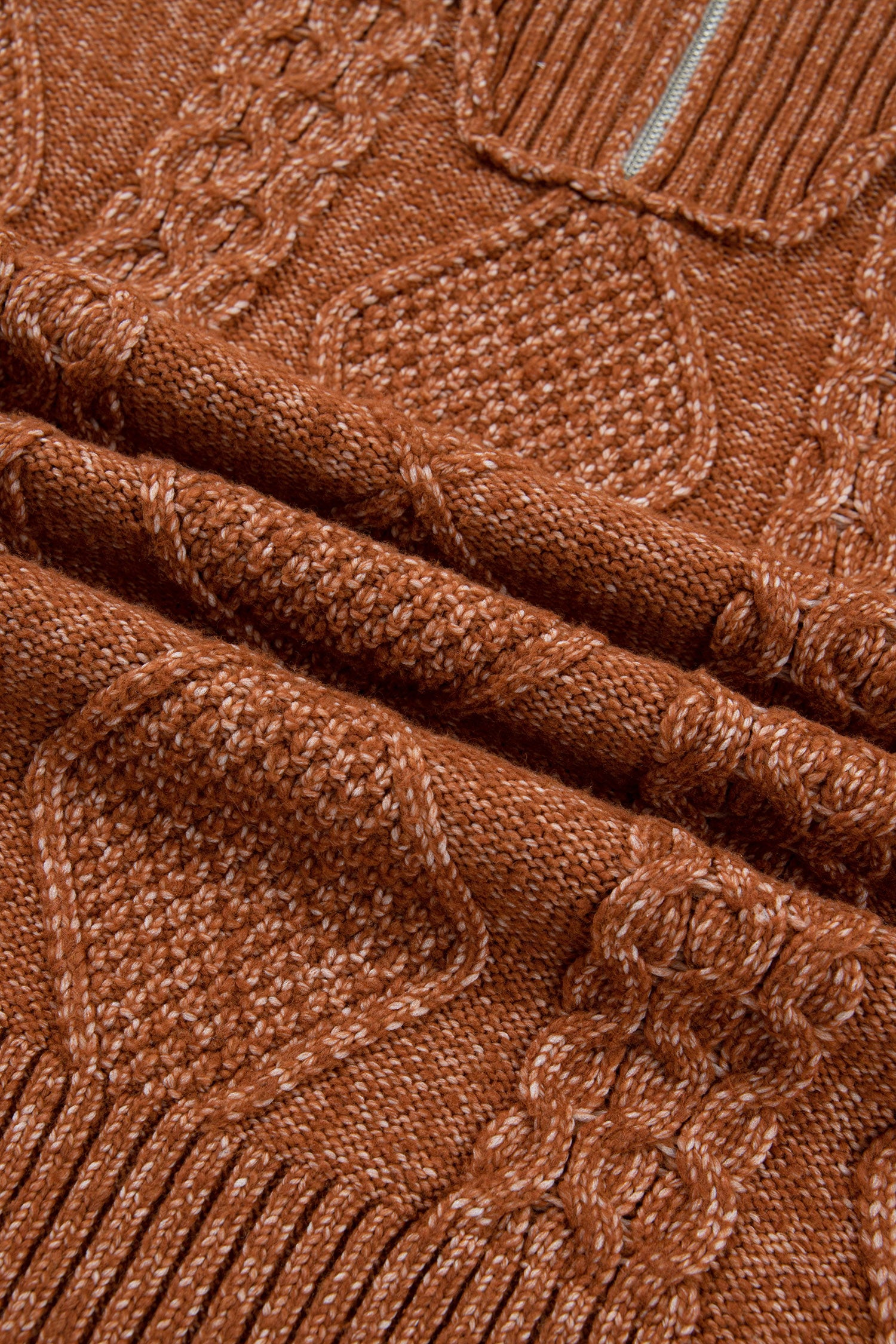 Clay Zip-Up Cable Knit Drop Shoulder Sweater Dress