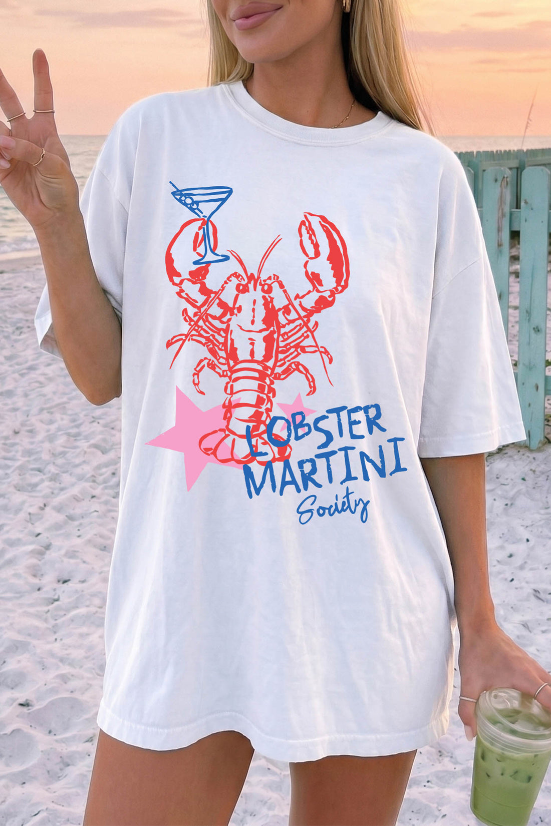 White Lobster Martini Society Graphic Tunic Tee