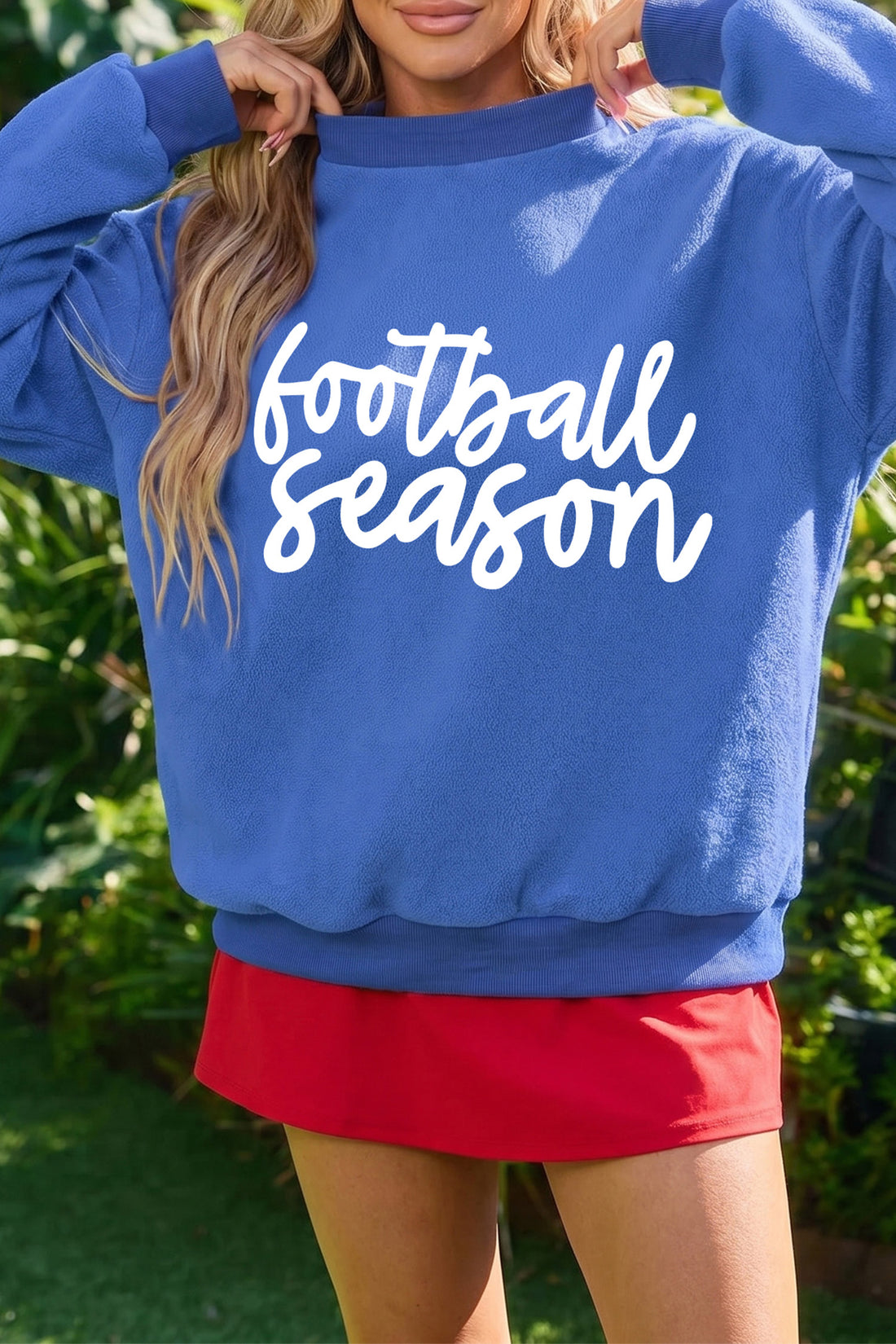 Dark Blue Football Season/Rugby Double Side Printed High Neck Game Day Sweatshirt