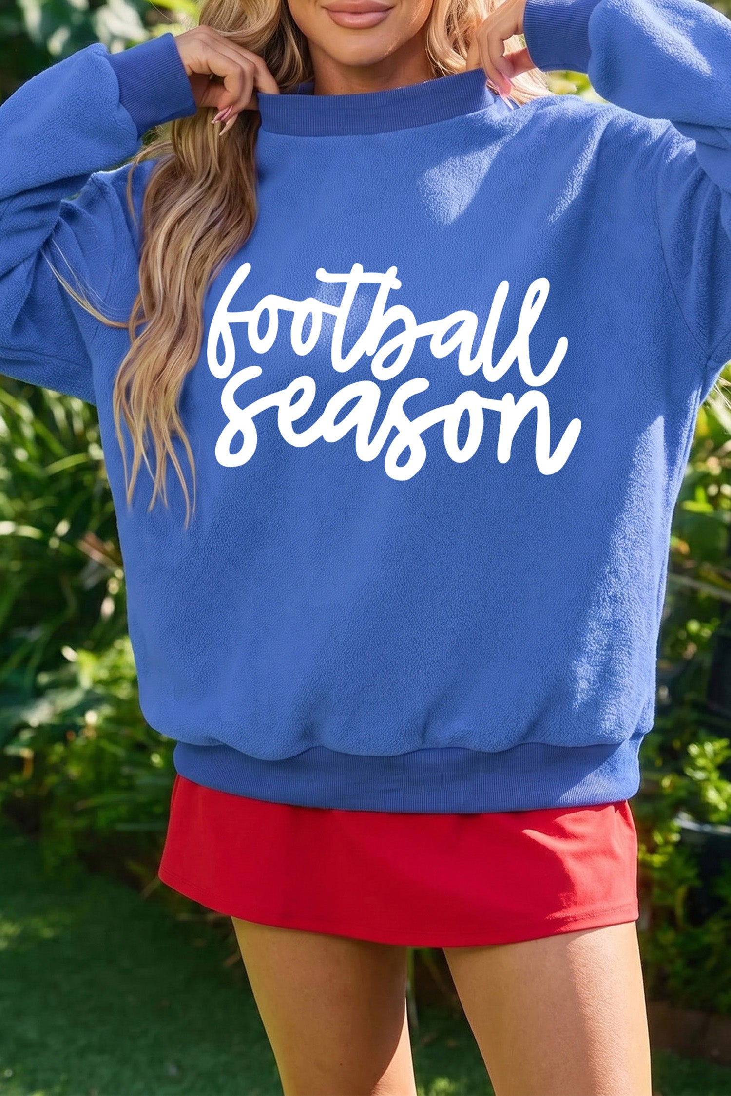 Dark Blue Football Season/Rugby Double Side Printed High Neck Game Day Sweatshirt
