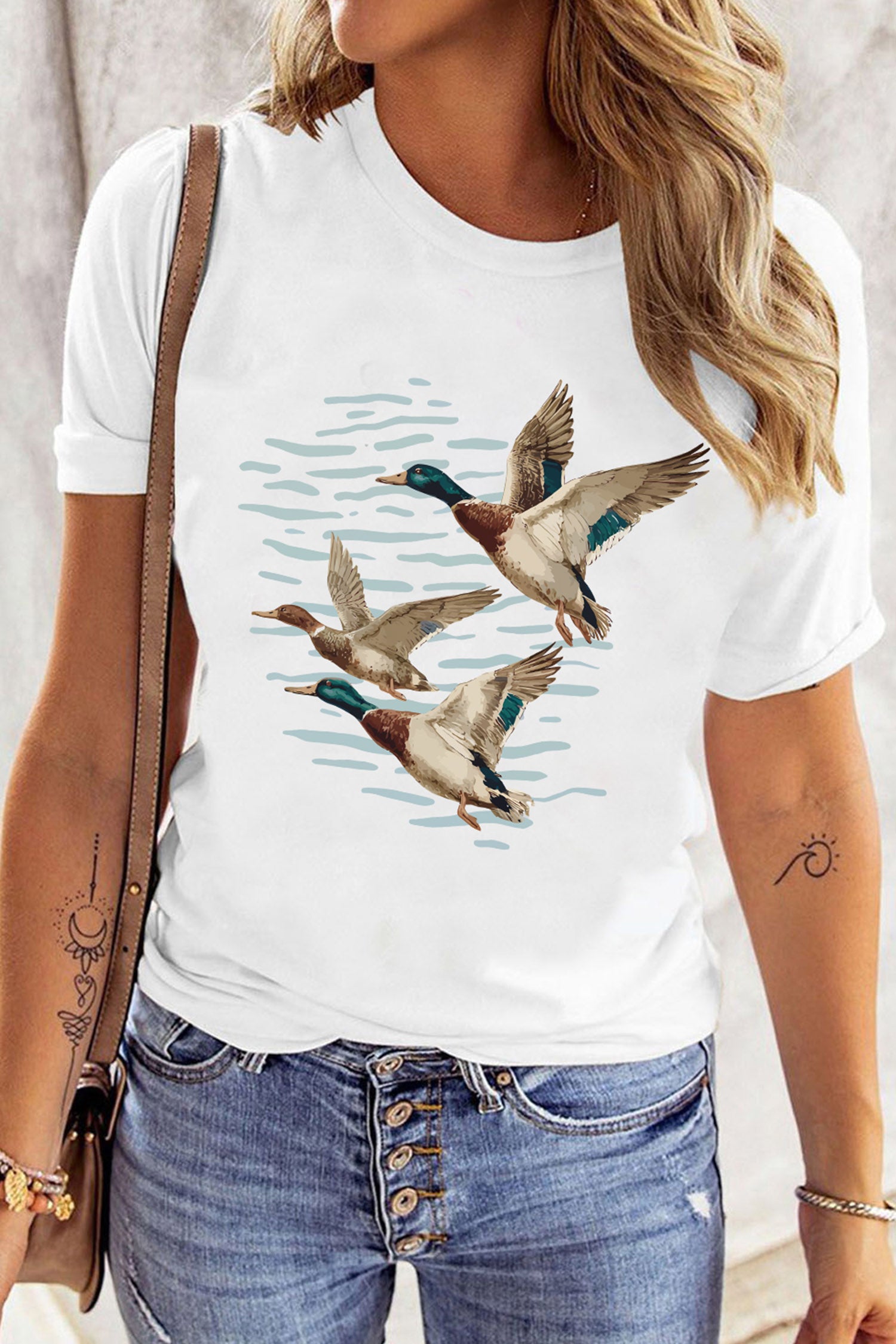 White Western Mallard Lake Graphic Casual Graphic T Shirt