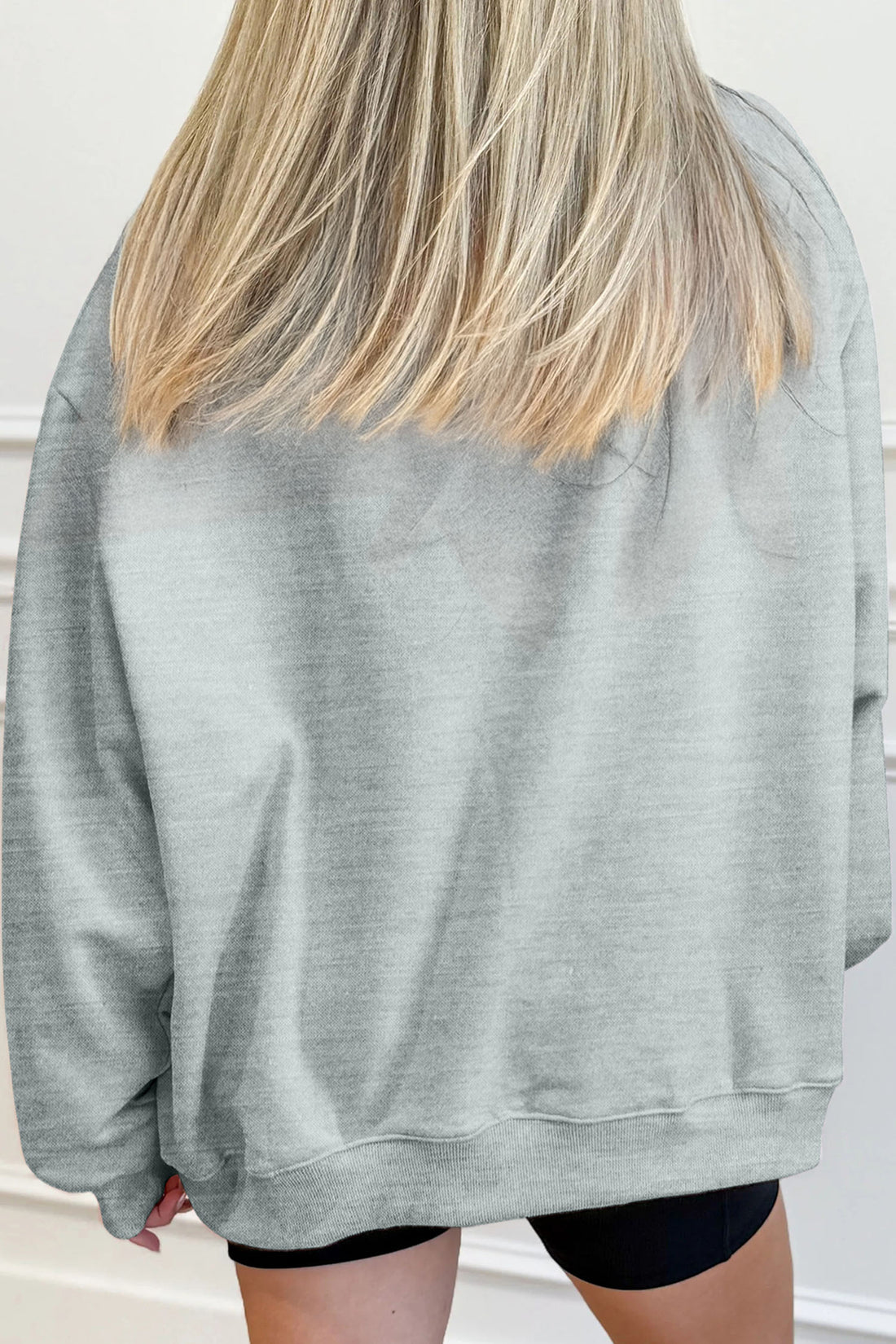 Gray Lucky Clover Sequin Graphic Mock Neck Sweatshirt