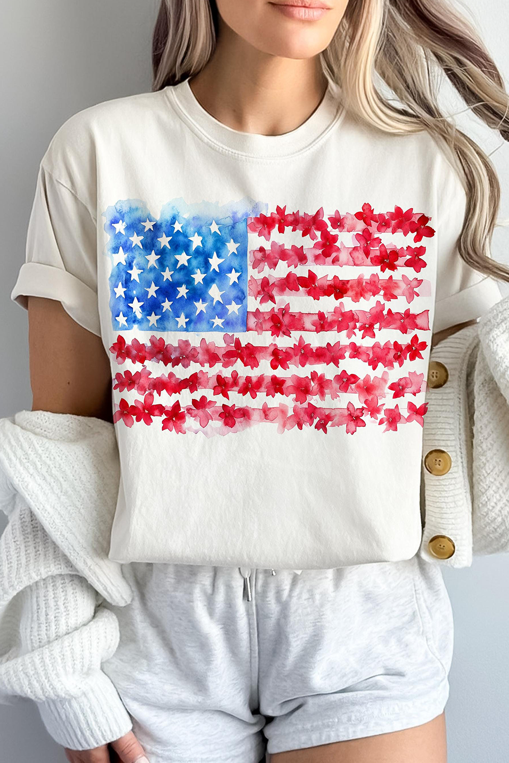 White Flag Graphic Crew Neck Tee