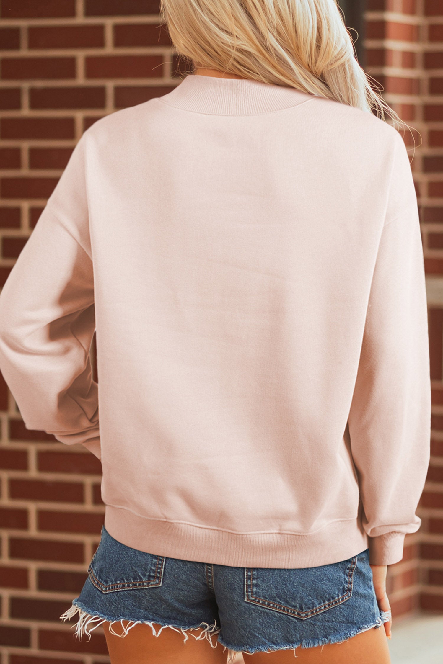 Light Pink Blessed Pumpkin Graphic Mock Neck Sweatshirt