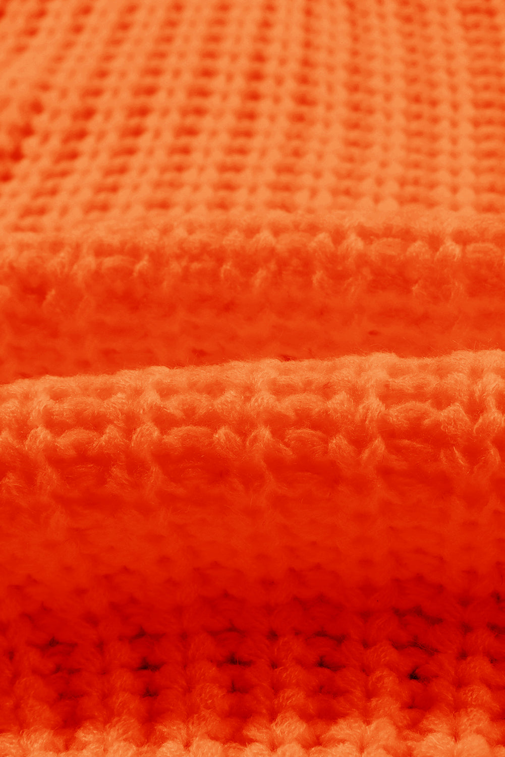 Orange Ribbed Knit Round Neck Slouchy Chunky Sweater
