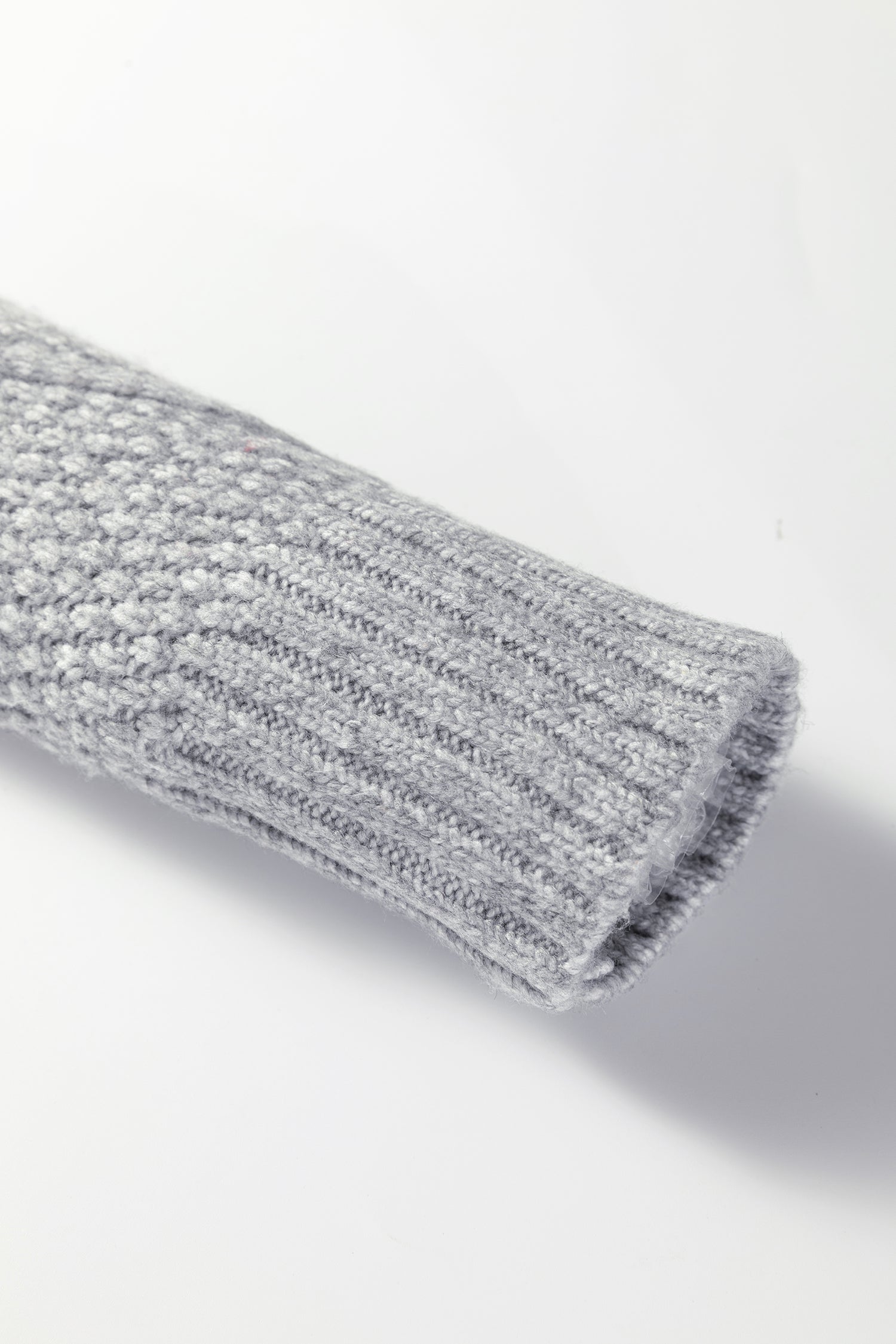Gray Cable Knit Drop Shoulder Loose Fit Sweater Dress