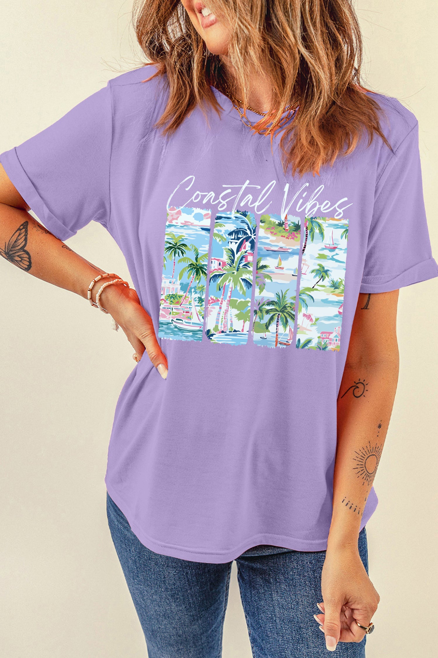 Wisteria Coastal Vibes Resort Vacation Graphic Tee