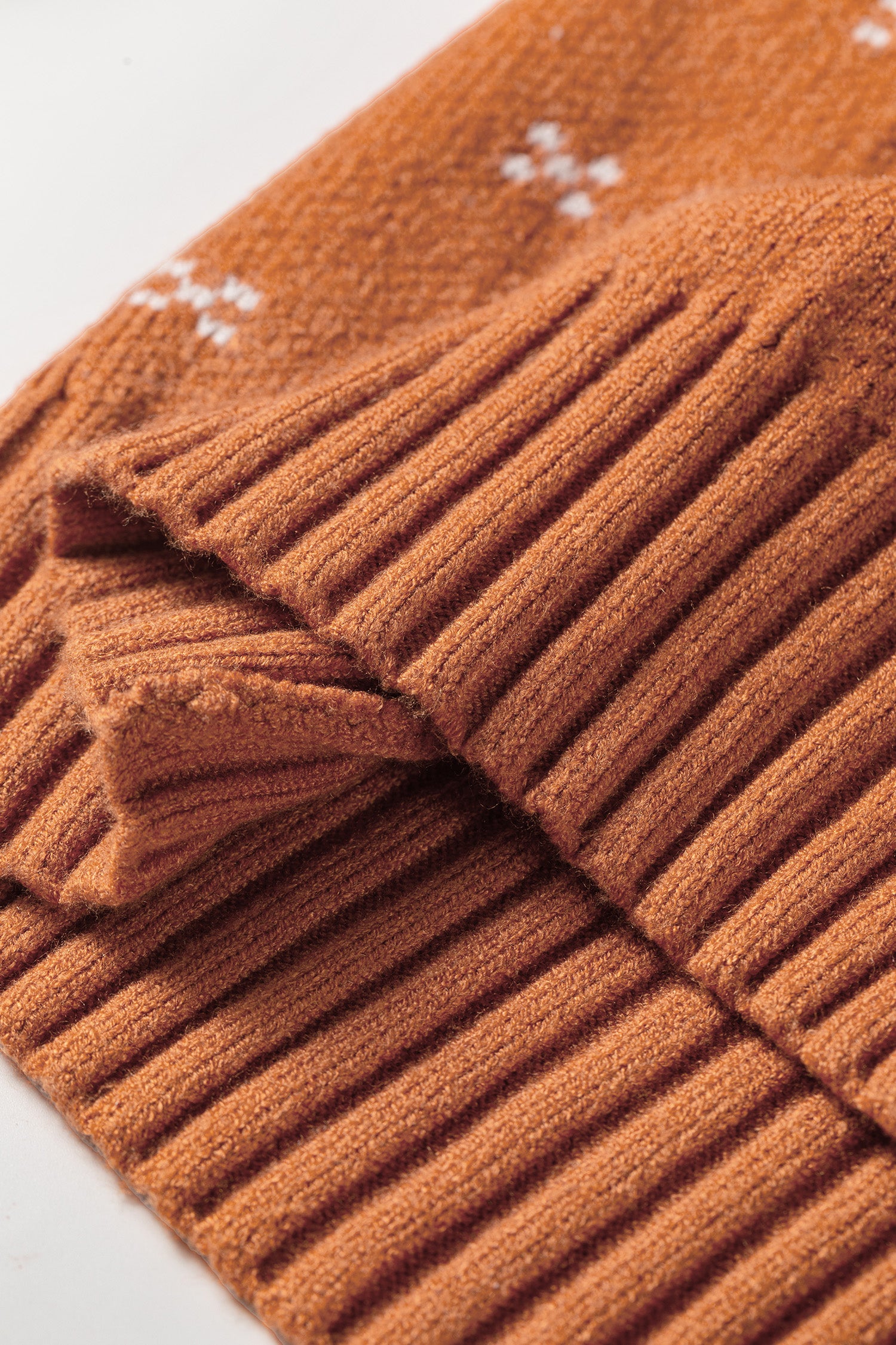 Russet Orange Peter Pan Collar Colorblock Long Sleeve Knitwear Cardigan
