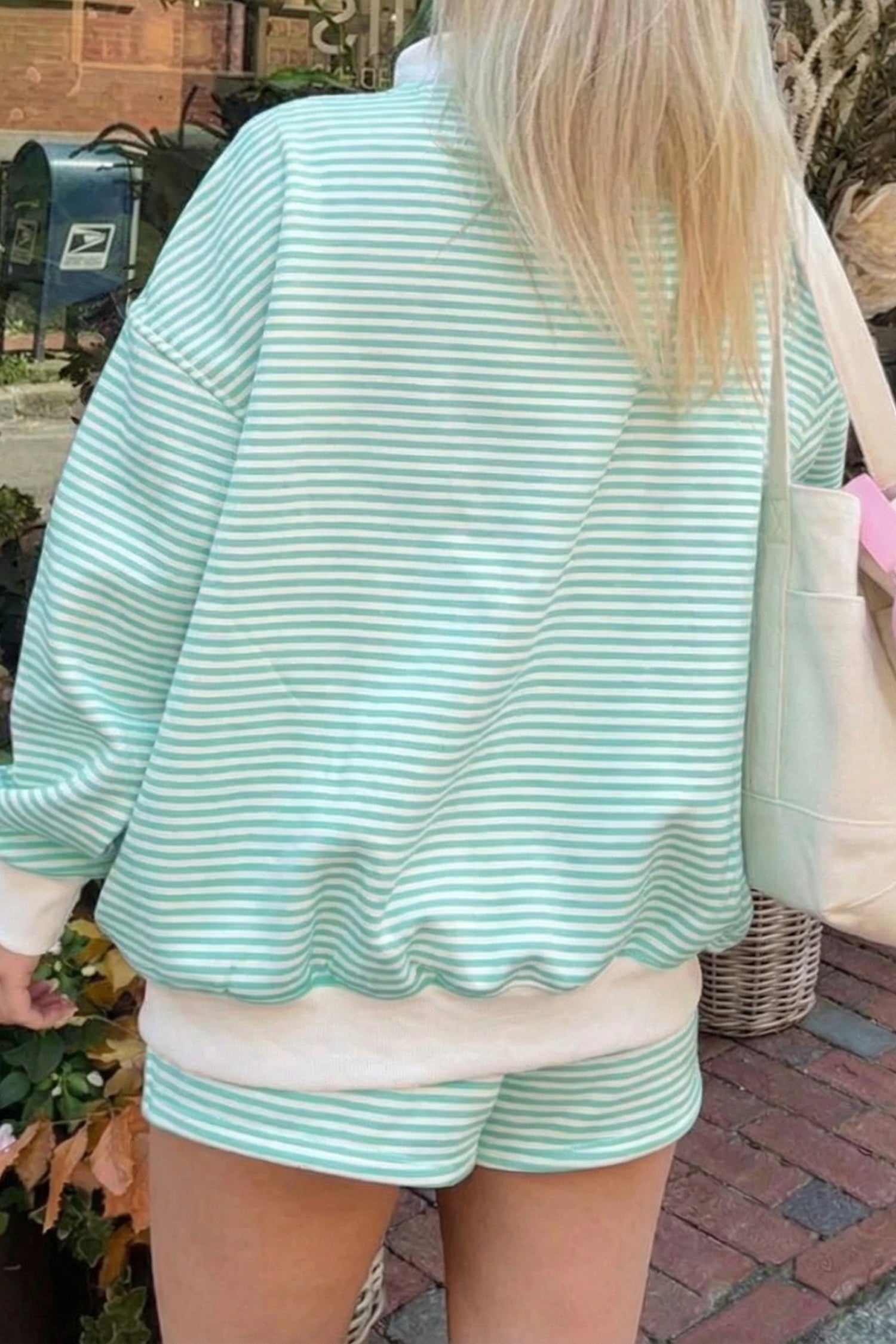 Green Stripe Western Print Mallard Duck Mock Neck Sweatshirt Set