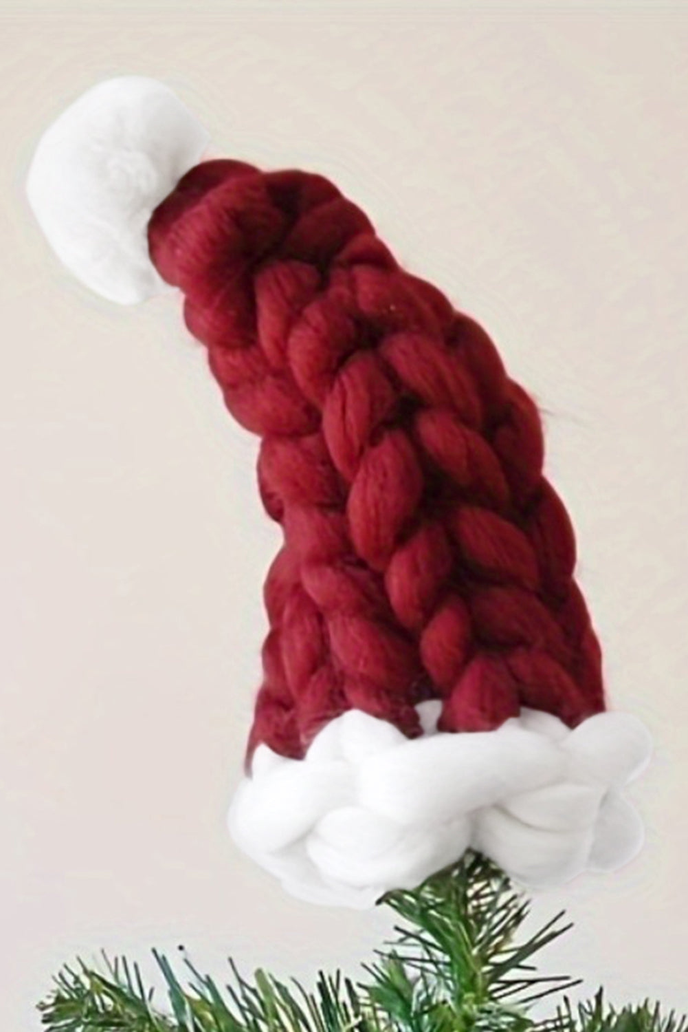 Dearlove Red Dahlia Color Block Pom Pom Decor Chunky Knitted Christmas Hat