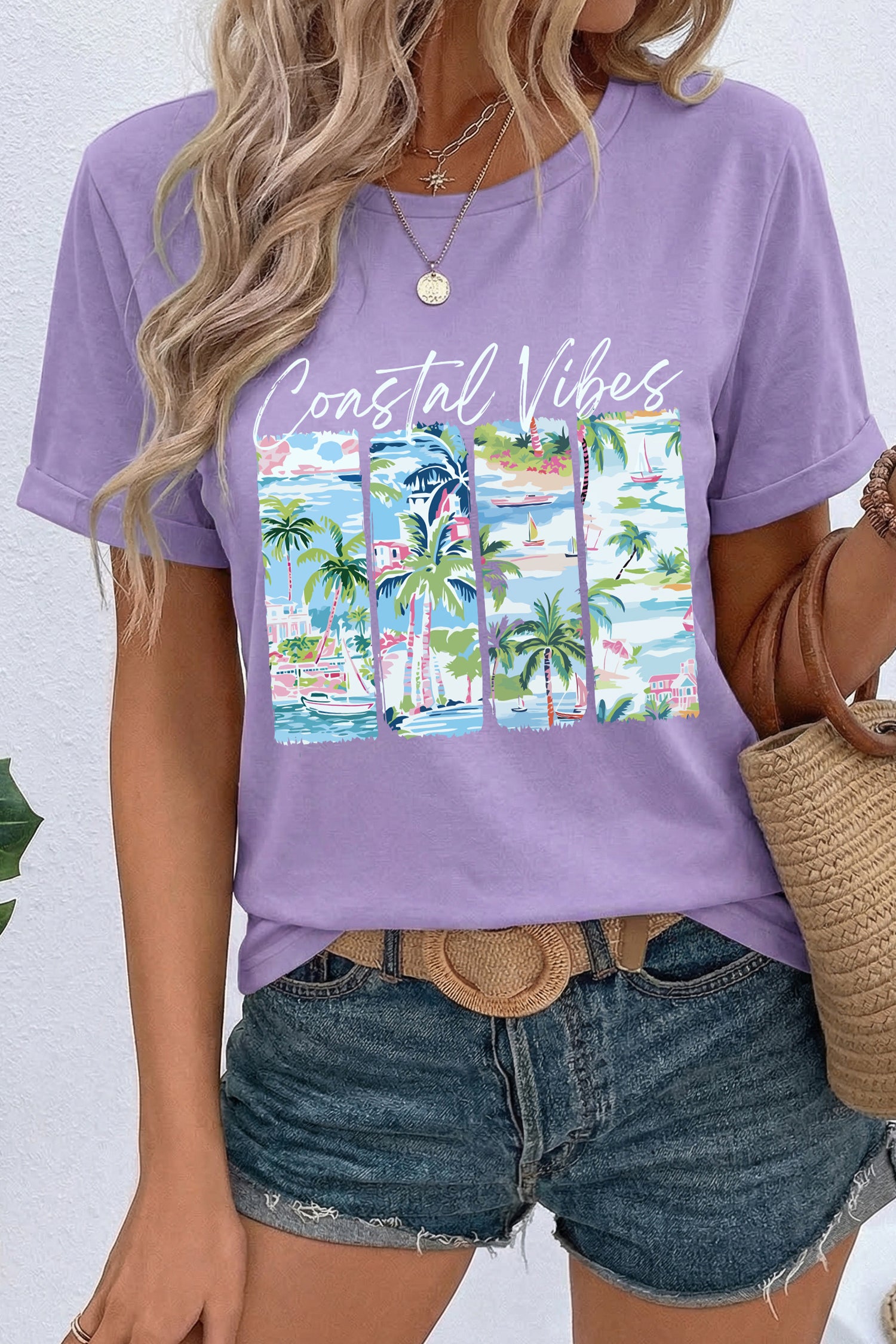 Wisteria Coastal Vibes Resort Vacation Graphic Tee