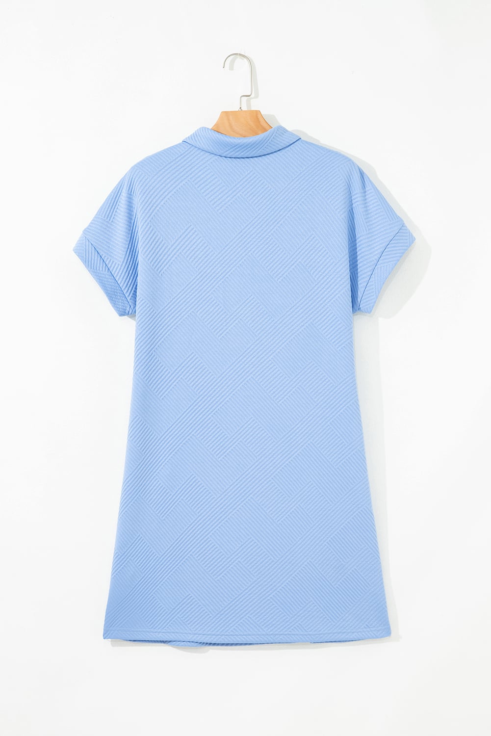 Myosotis Solid Color Textured Short Sleeve A Line Mini Dress
