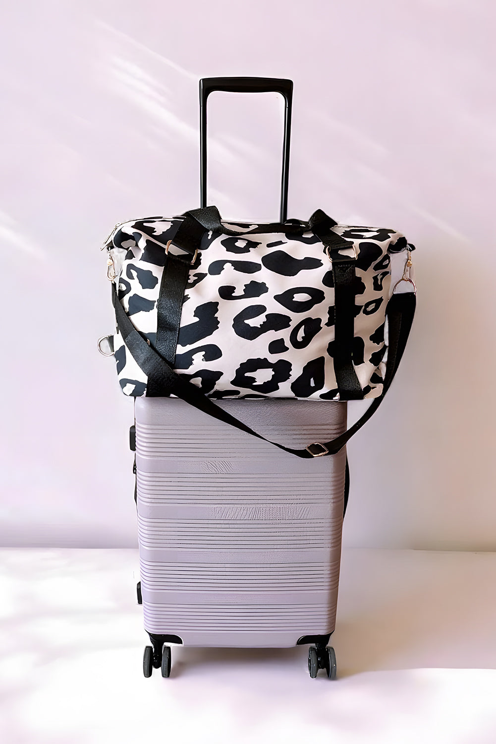 Color black Leopard Print Large Travel Bag