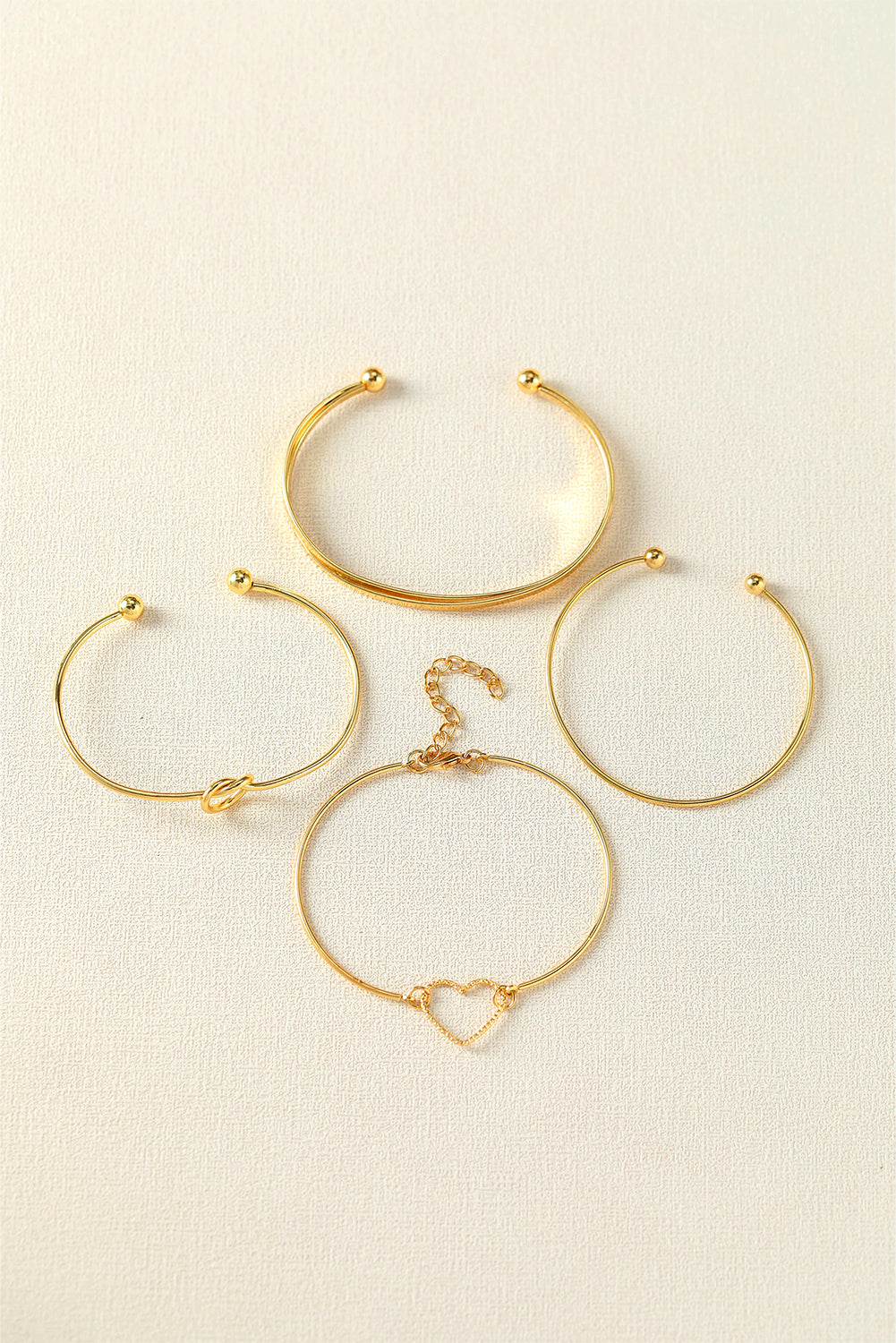 Gold Love Geometric Cross Plated Bracelet 4-piece Set
