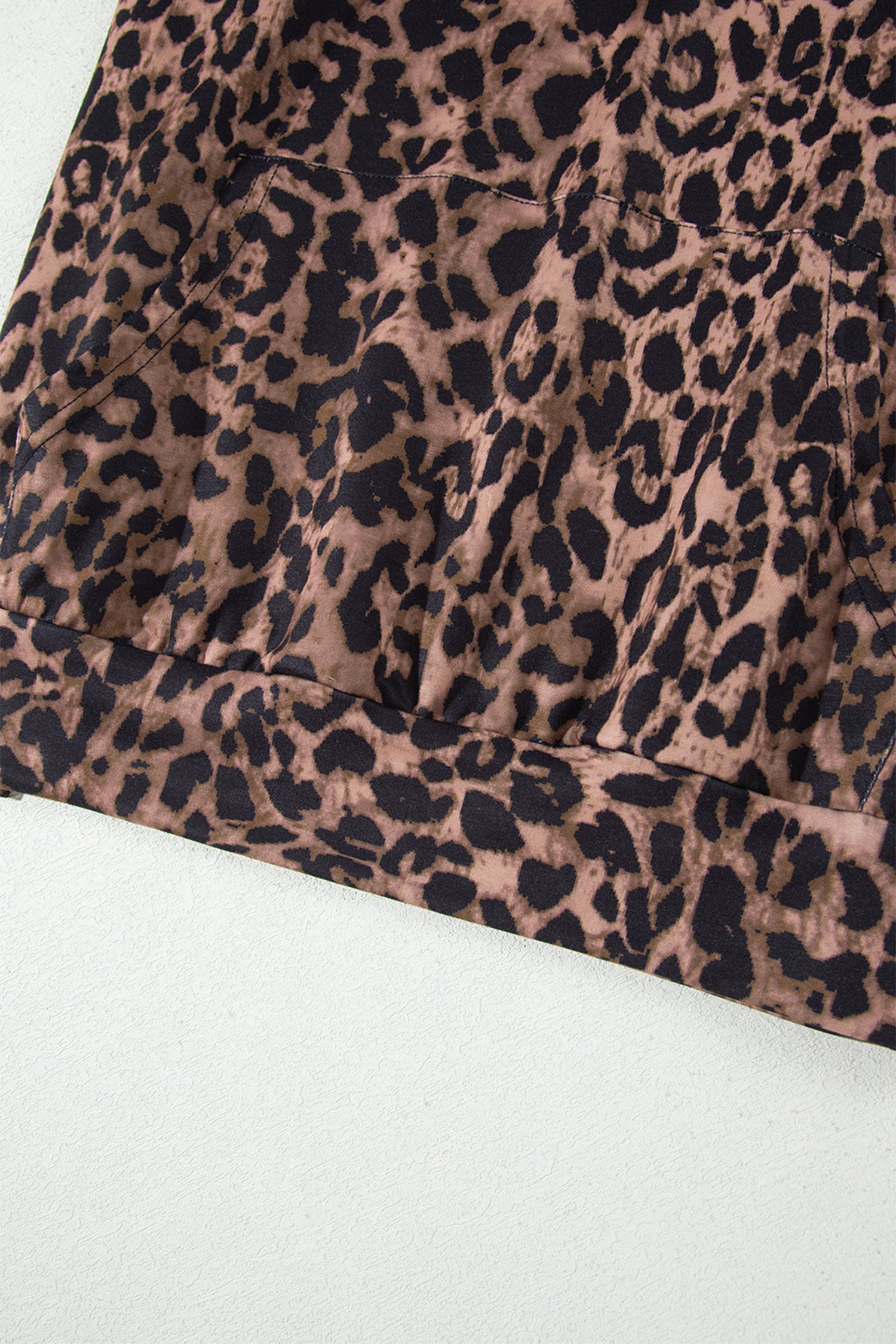 Brown Leopard Print Contrast Striped Detail Long Sleeve Top Pant Set