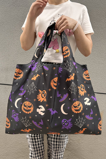 Black Goth Halloween Oxford Cloth Large Capacity Foldable Tote Bag