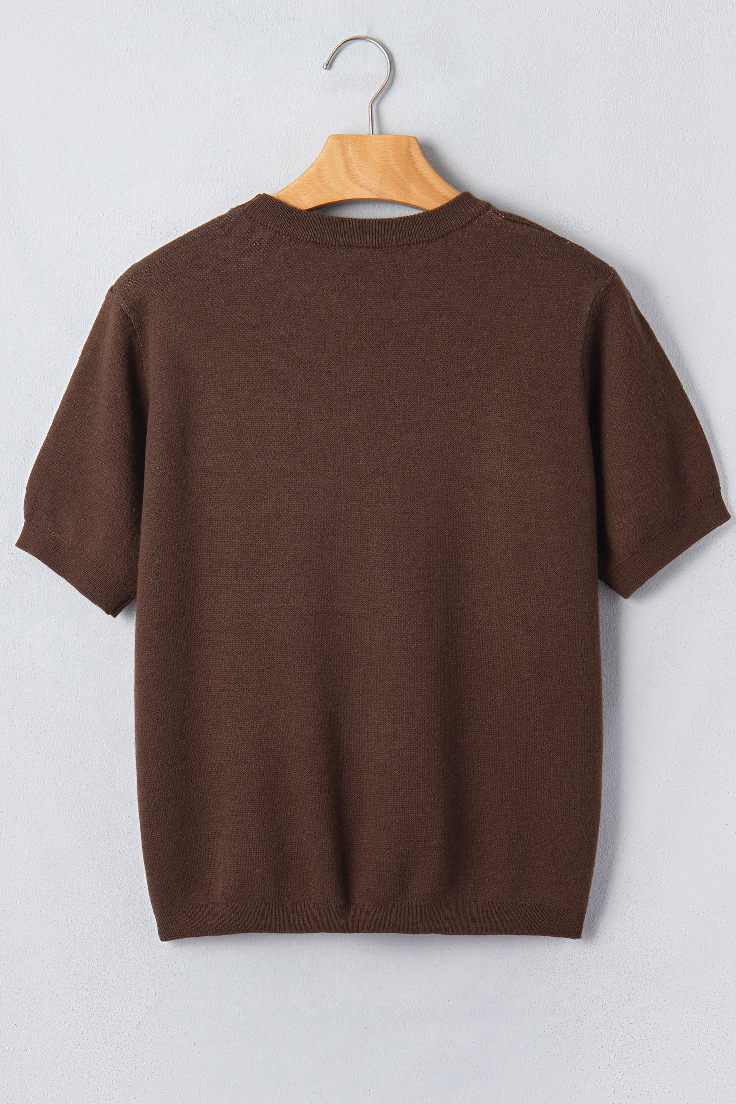 Brown Western Print Short Sleeve Knit Casual Sweater