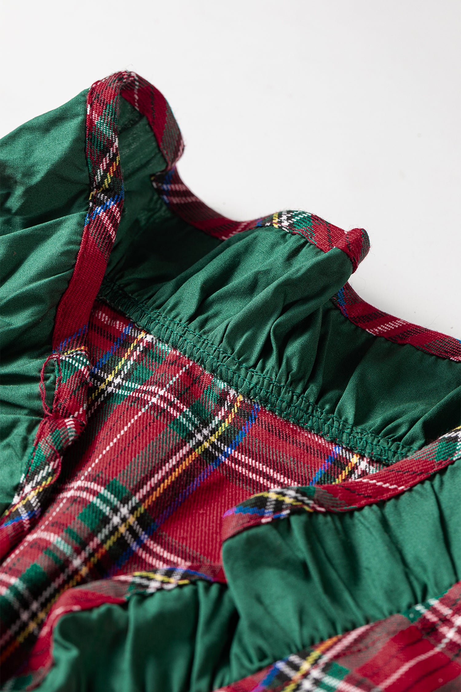 Red Plaid Ruffle Cuff Button Front Pocket Mini Dress