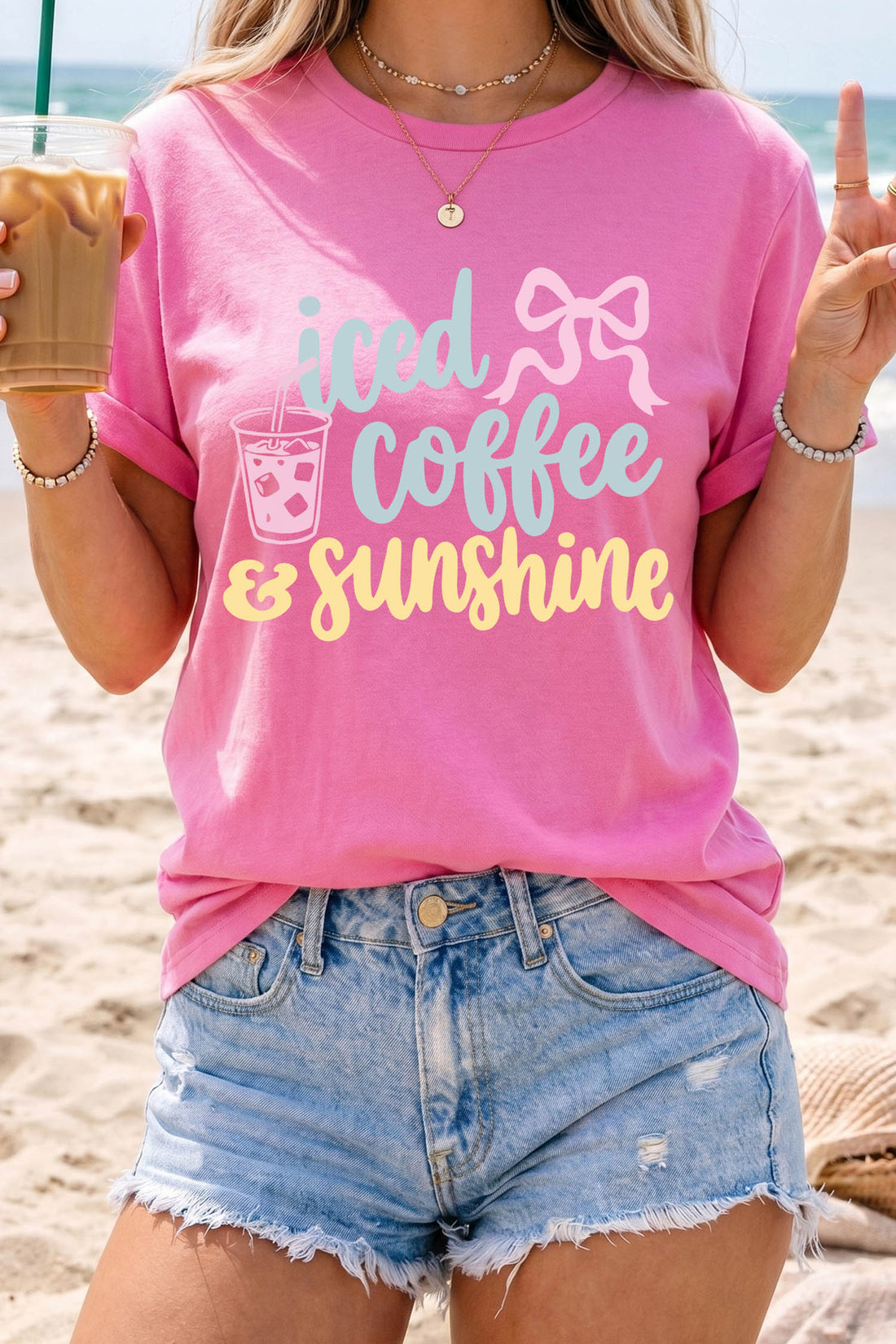 Sachet Pink Iced Coffee & Sunshine Summer Vacation Graphic Tee