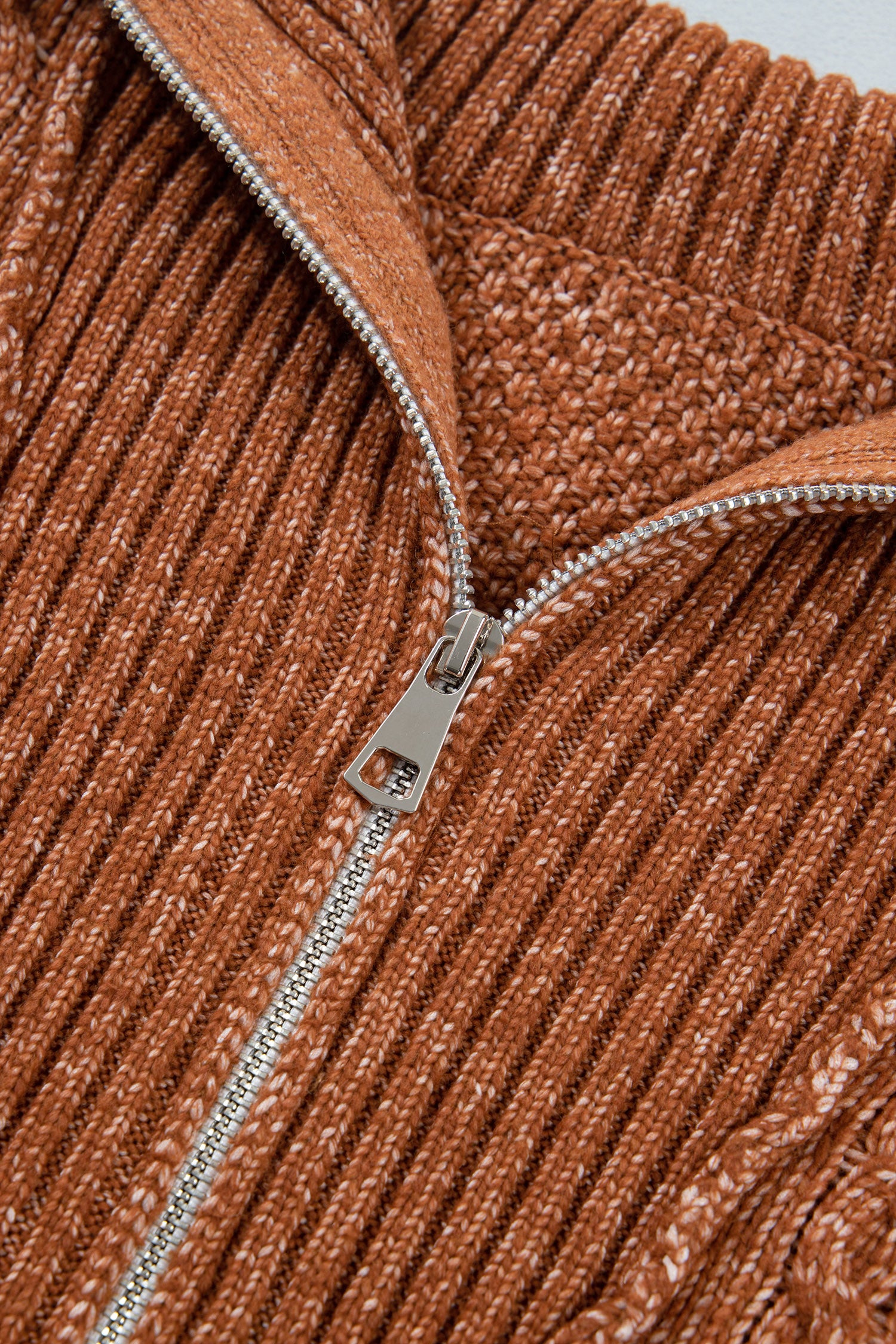 Clay Zip-Up Cable Knit Drop Shoulder Sweater Dress