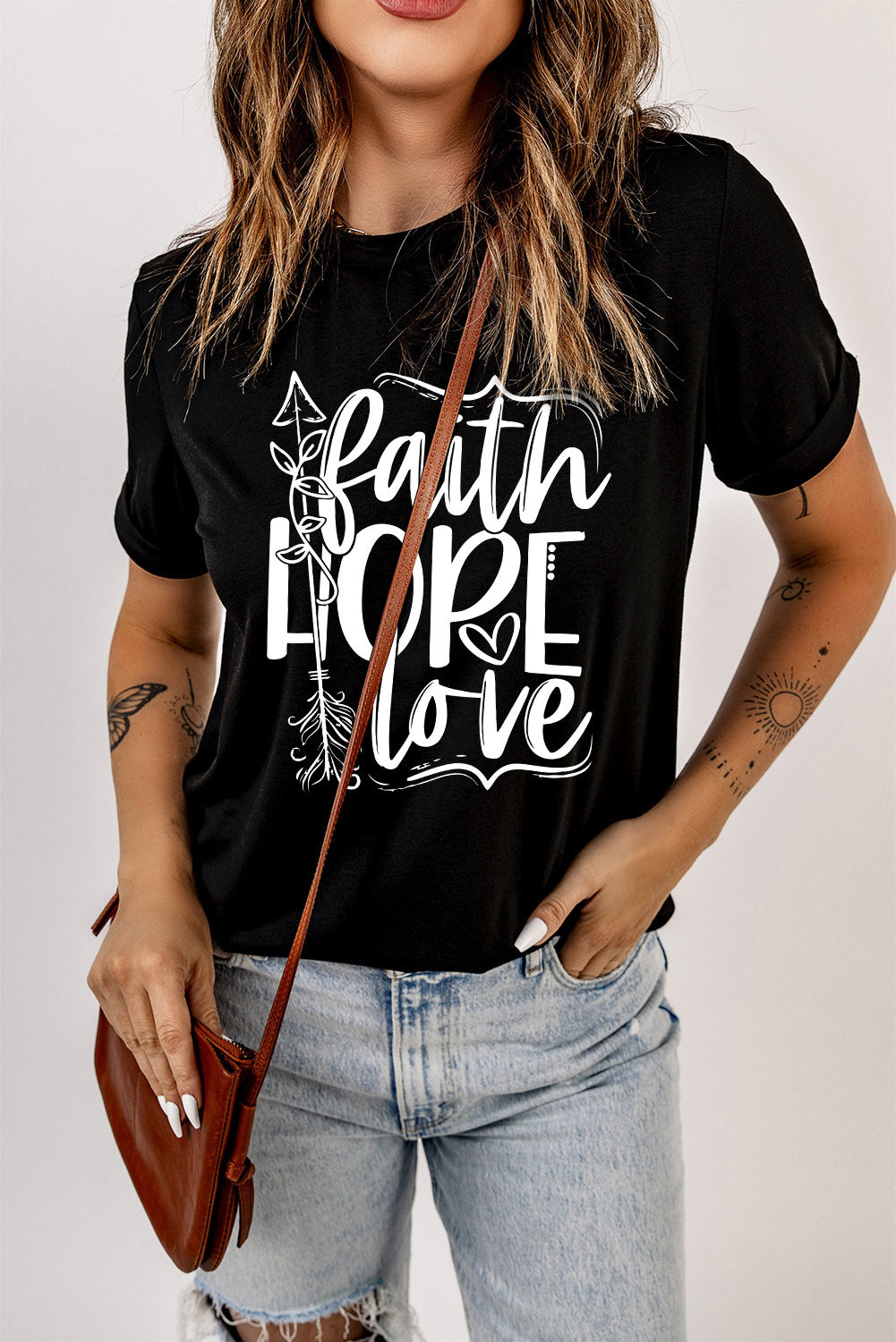 Black Faith Hope Love Graphic T Shirt