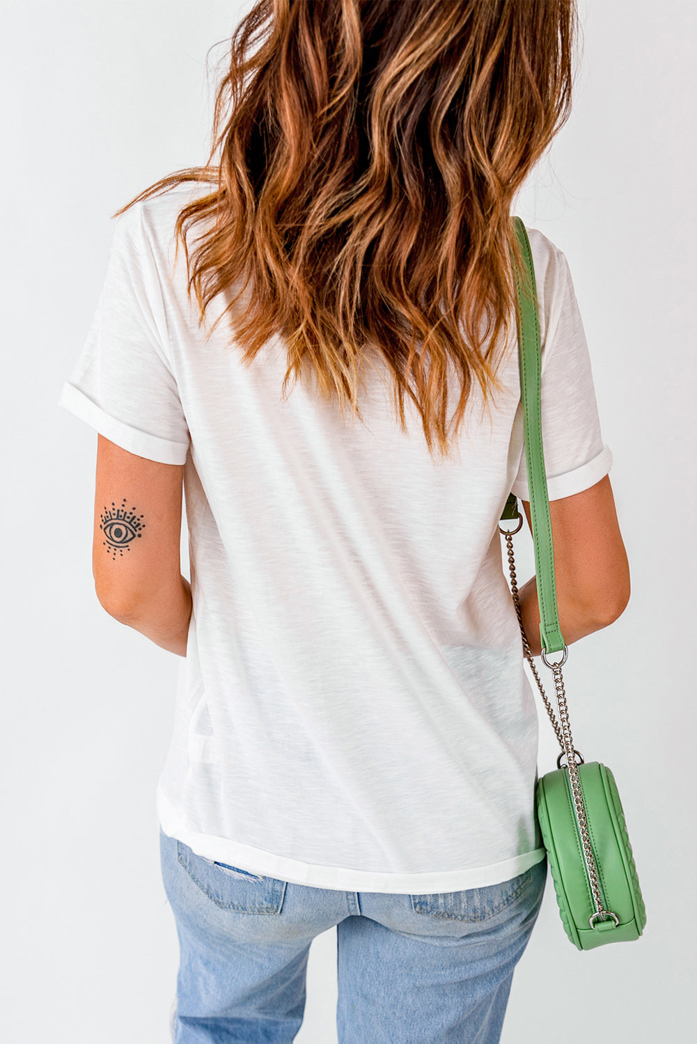 White MAMA Flower Graphic Crewneck Tee
