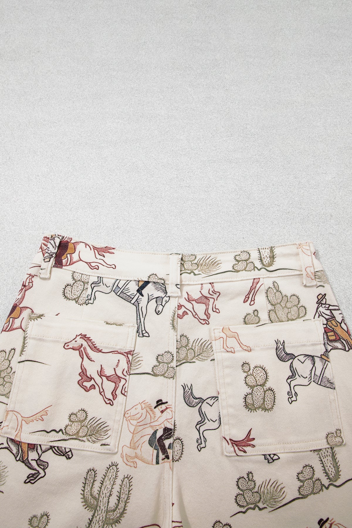Multicolour Western Print Straight Leg Ankle-Length Pocket Jeans