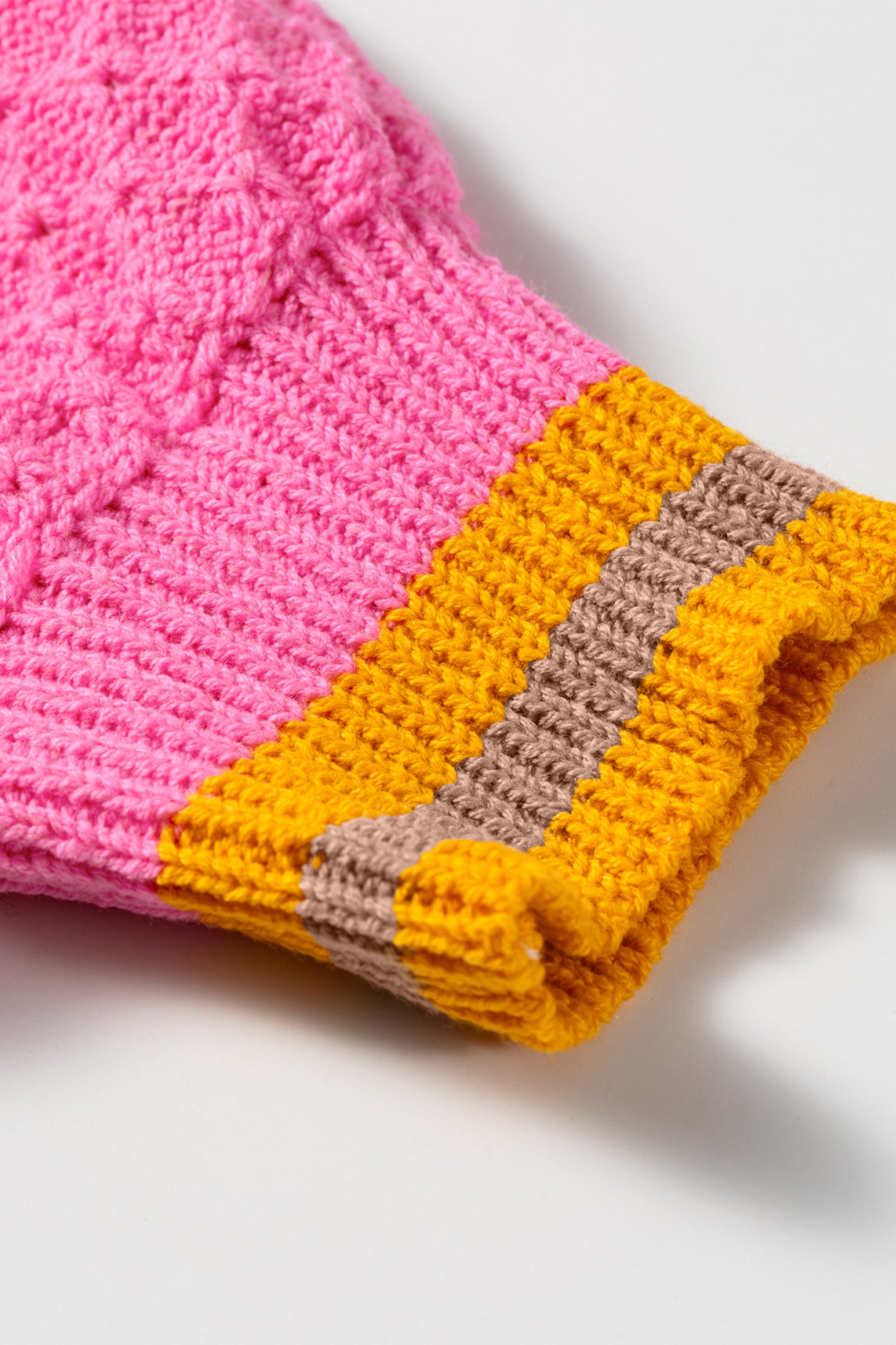 Pink Stripe Striped Colorblock Texture Drop Shoulder Sweater