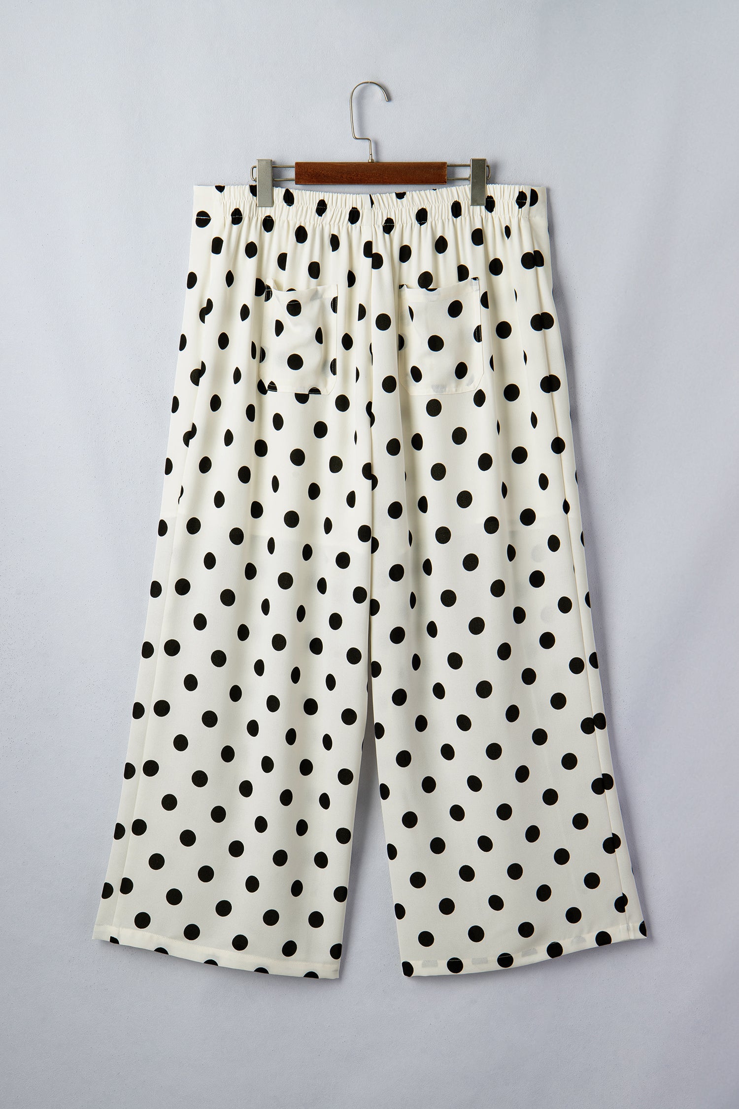 White Plus Size Polka Dot Print Patch Pocket Womens Shift Pants
