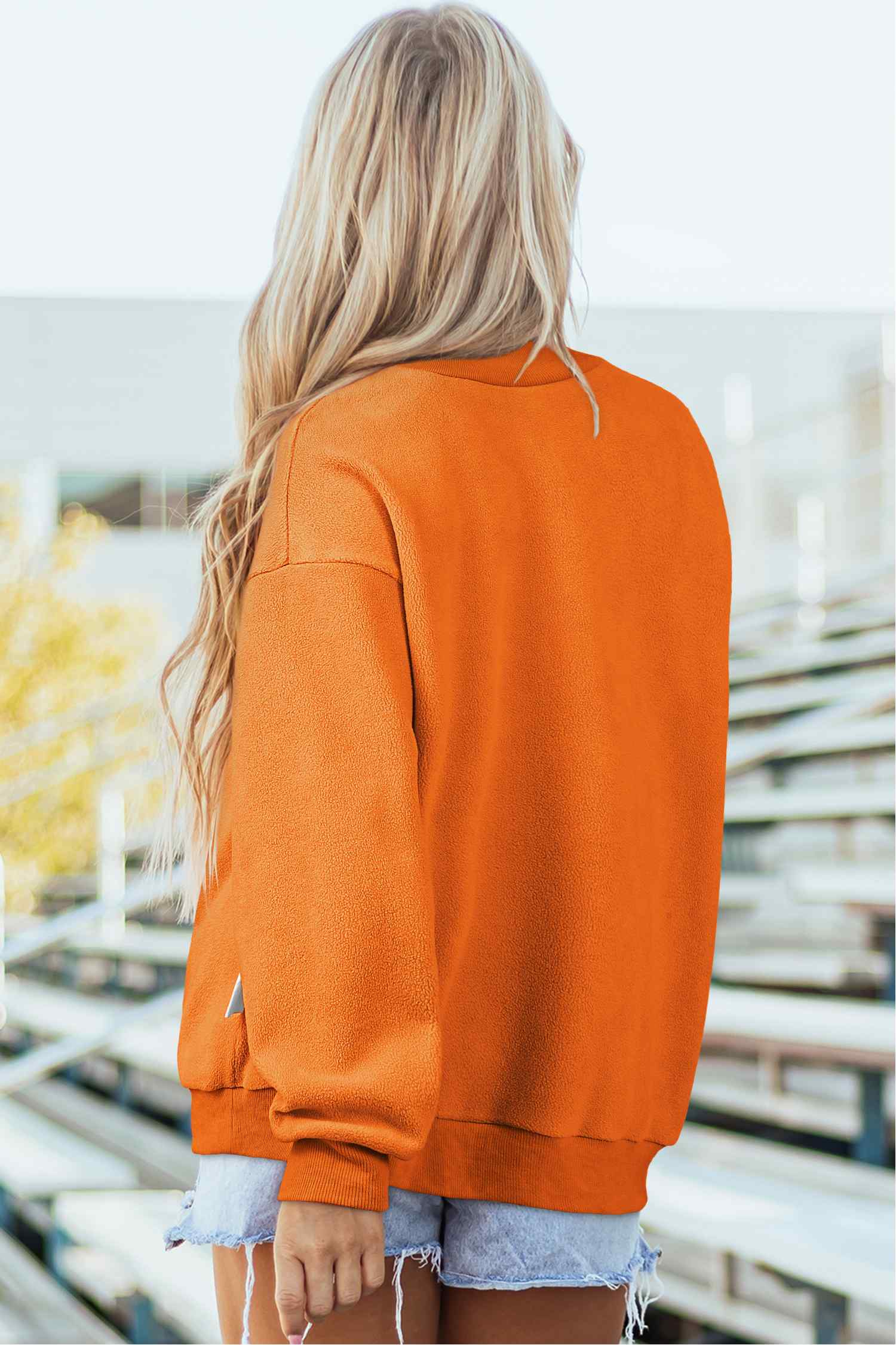 Carrot Oversize Halloween Print Mock Neck Reversible Sweatshirt