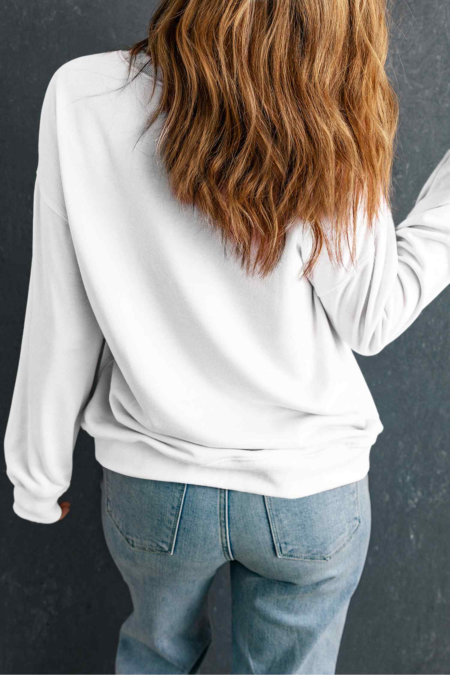 White WWJD Letter Print Crew Neck Sweatshirt