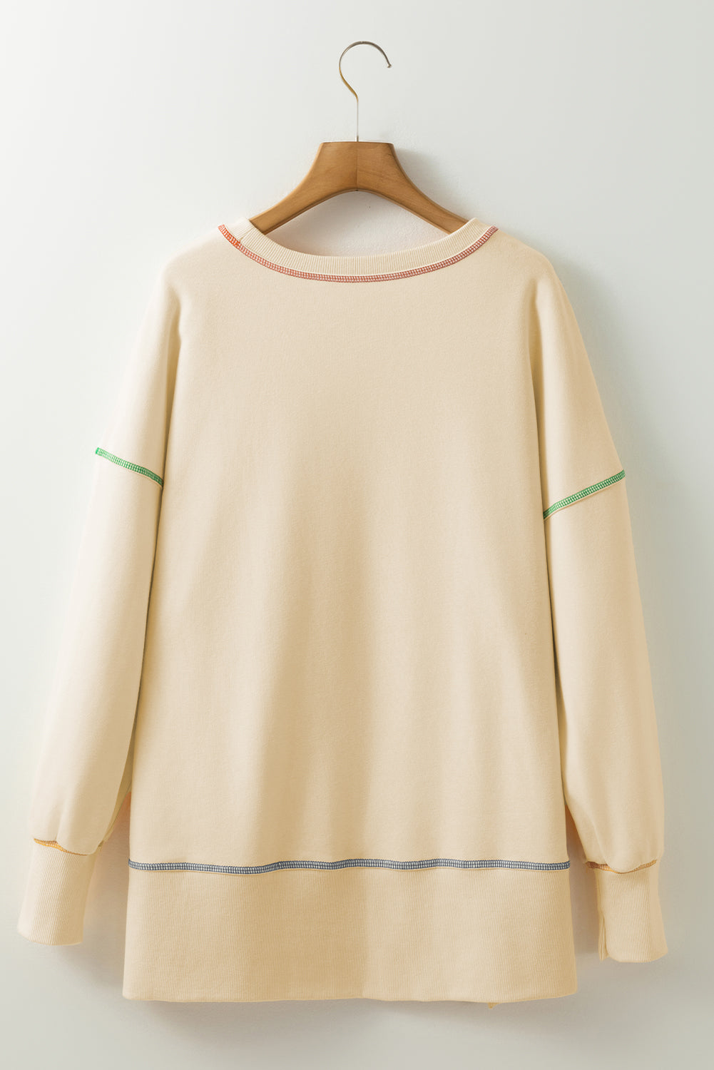 White Give Thanks to the LORD Graphic High Low Hem Loose Sweatshirt