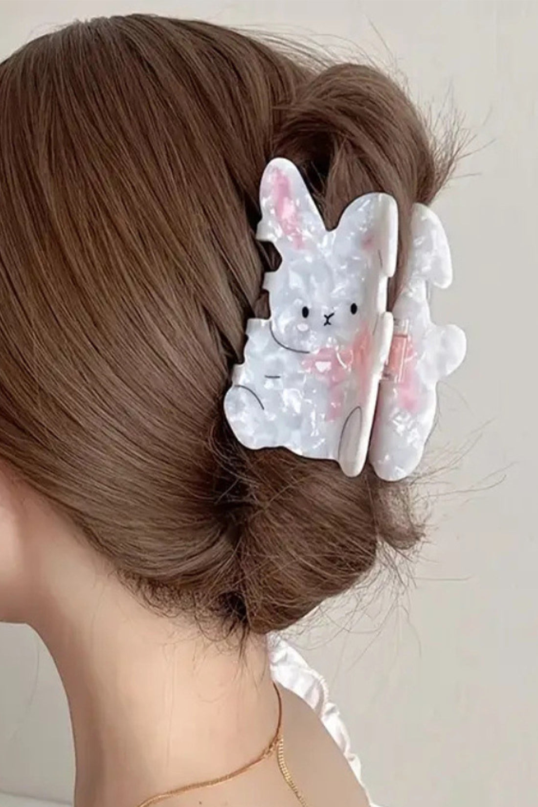 White Easter Bunny Hair Claw Clip
