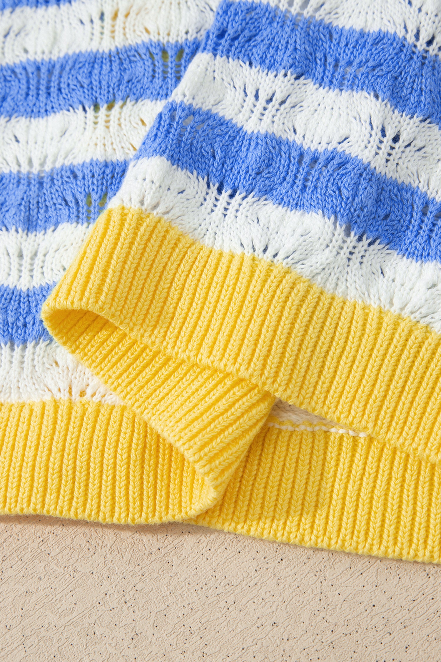 Sky Blue Stripe Striped Colorblock Button Front Long Sleeve Loose Fit Knit Cardigan