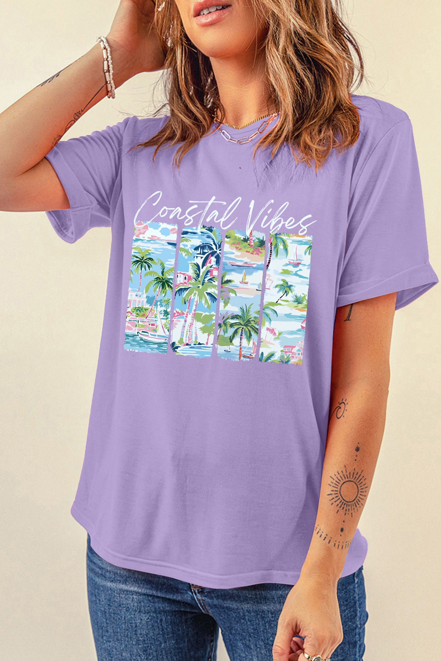 Wisteria Coastal Vibes Resort Vacation Graphic Tee