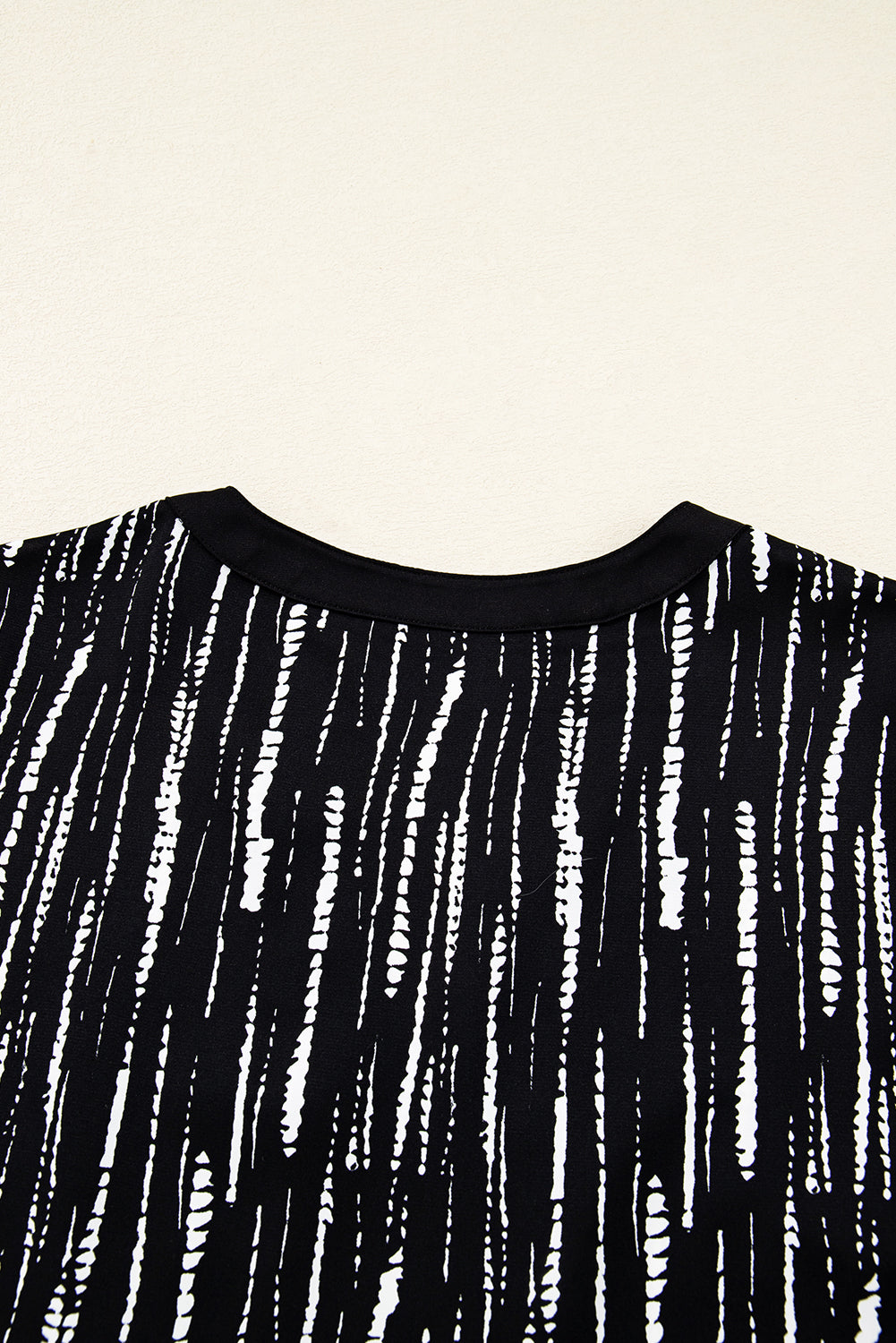 Black Abstract Printed V Neck Fall Blouse