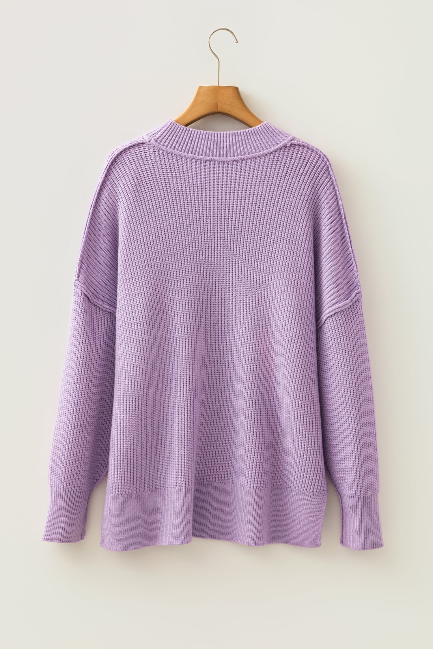 Orchid Bouquet Long Sleeve Ribbed Knit Stand Neck Regular Fit Sweater