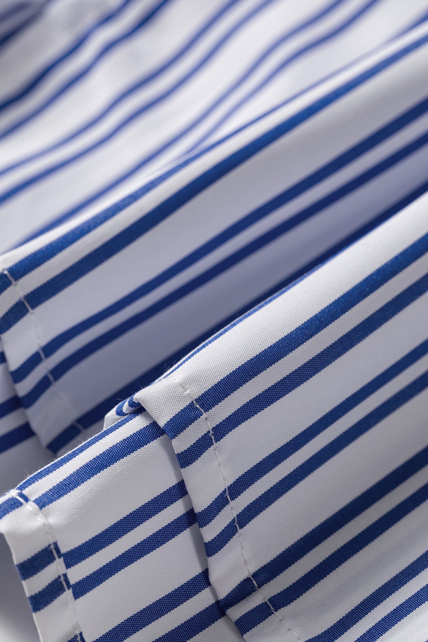 Blue Stripe Embroidered Detail Button Front Long Sleeve Shirt