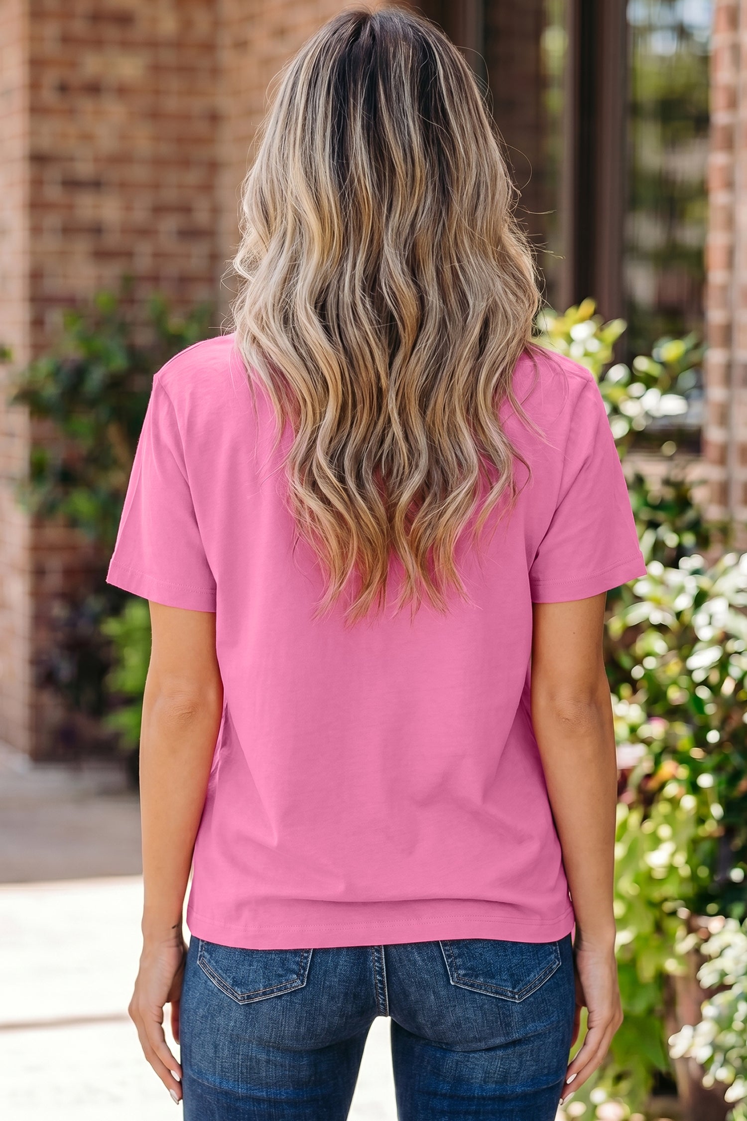 Sachet Pink Solid Color High Neck Oversize Tee