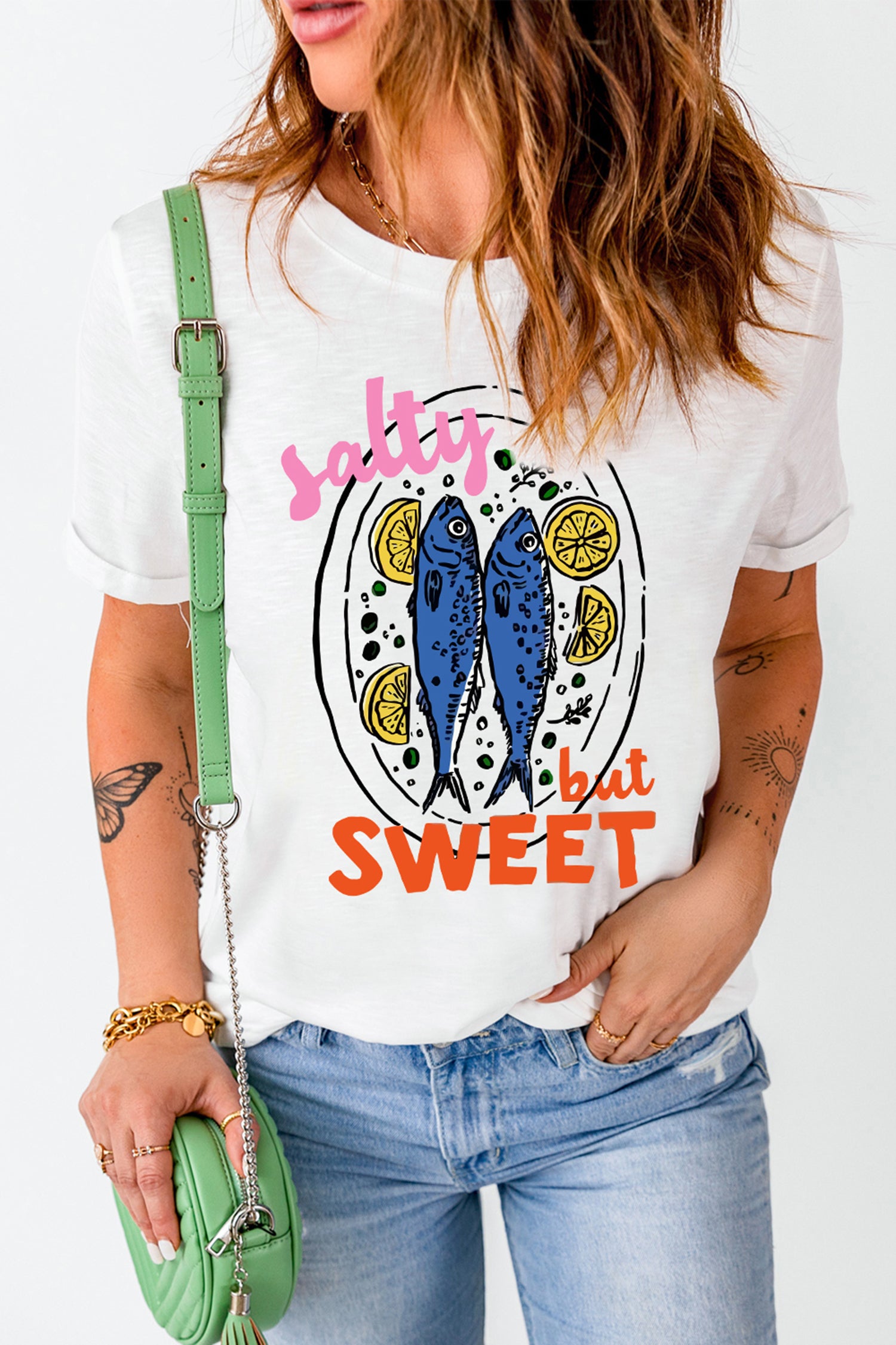 White Salty But Sweet Lemon Fish Graphic Tee